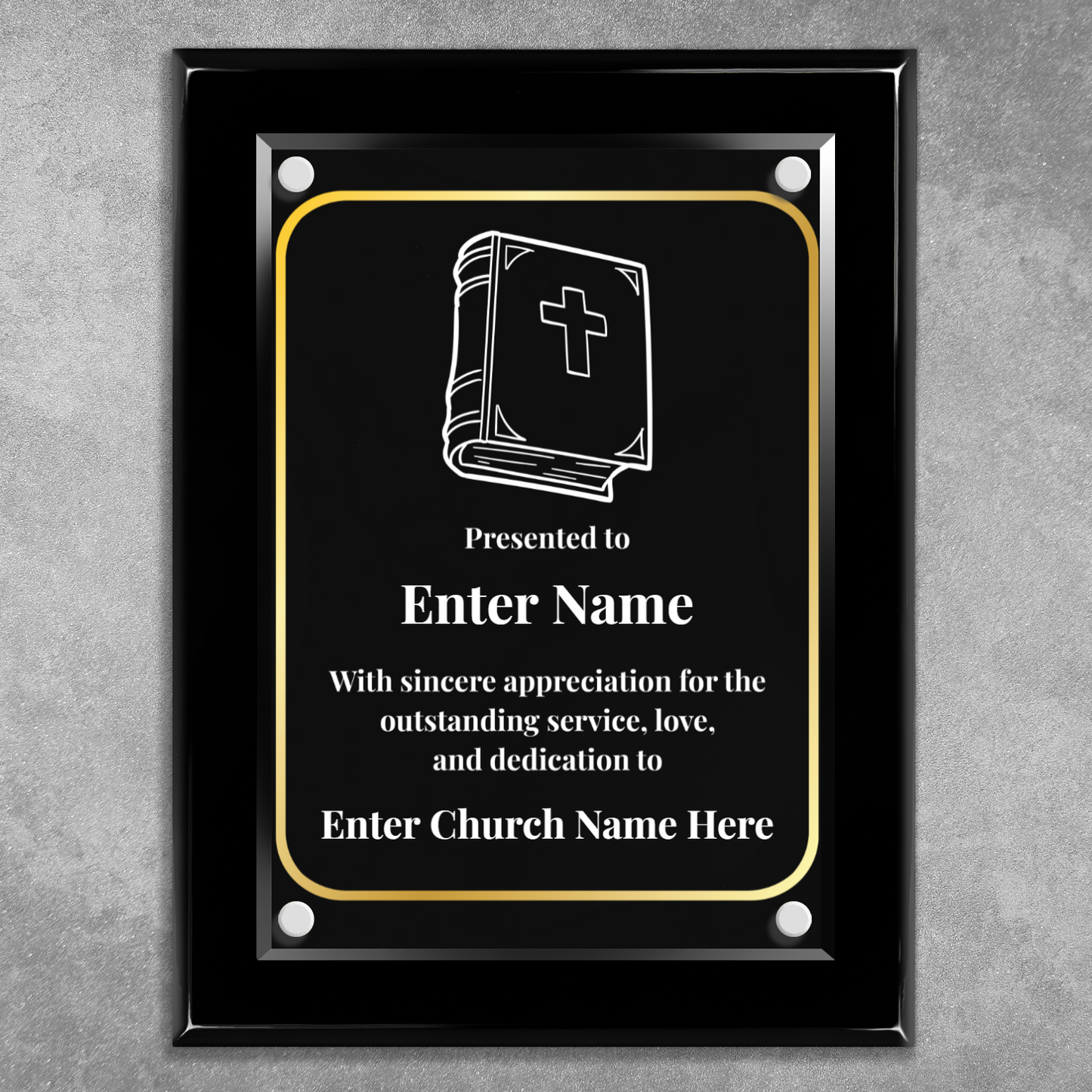 Bible 9" x 12" High Gloss Piano Finish Photo Plaque