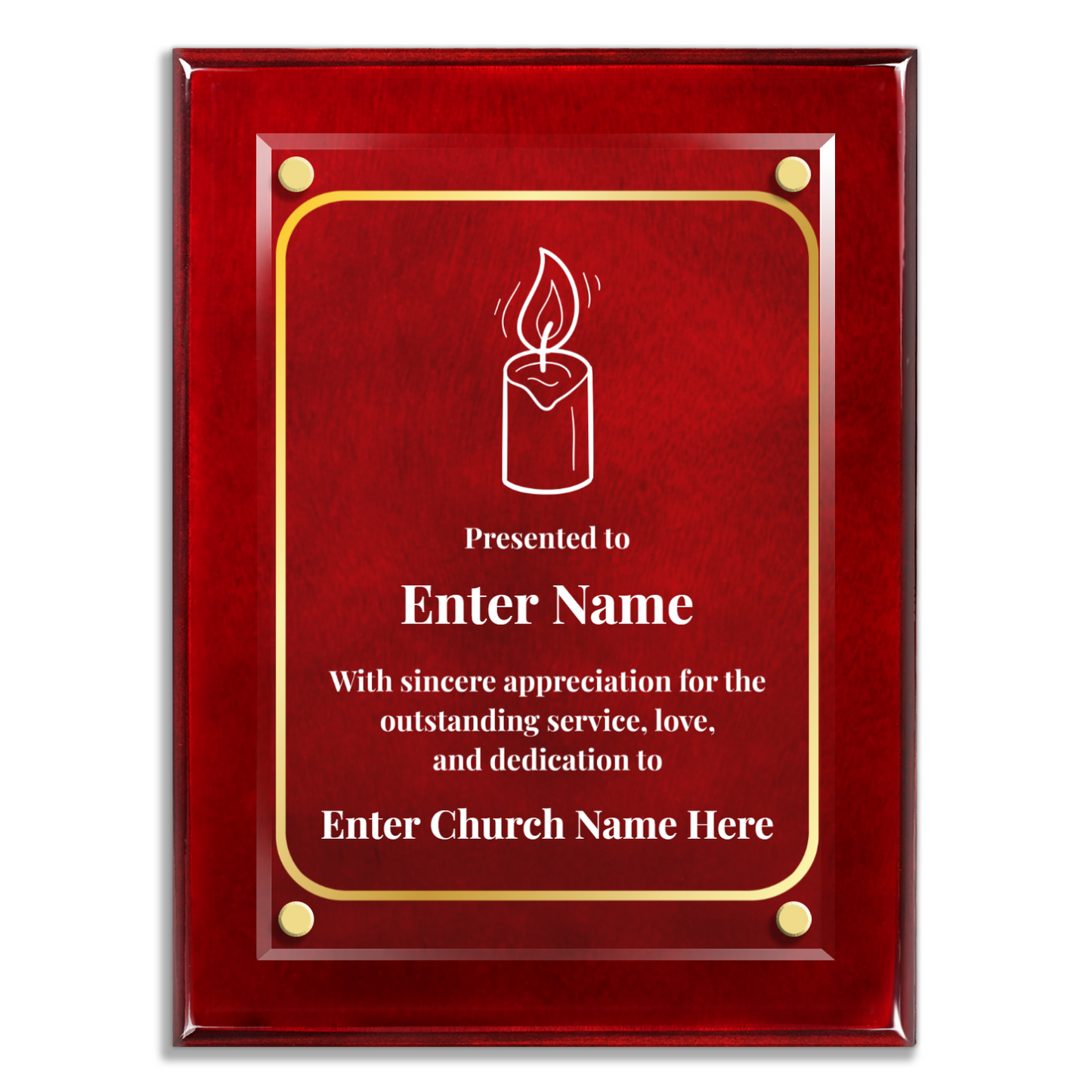 Candle 9" x 12" High Gloss Piano Finish Photo Plaque