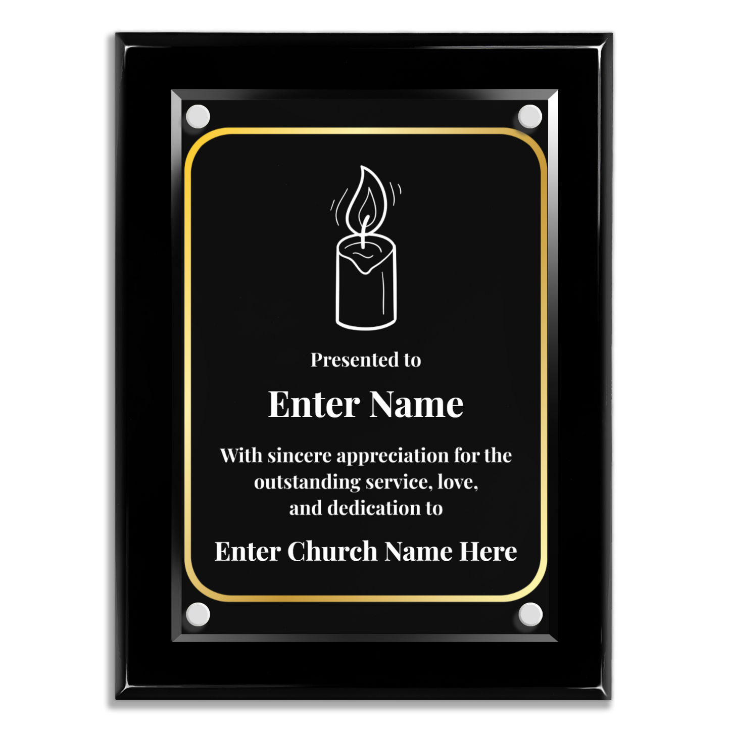 Candle 9" x 12" High Gloss Piano Finish Photo Plaque