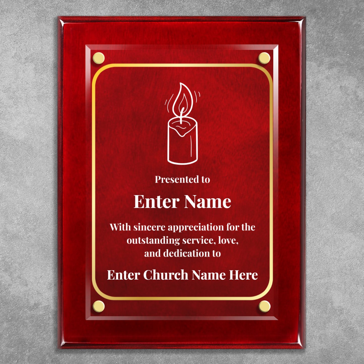 Candle 9" x 12" High Gloss Piano Finish Photo Plaque
