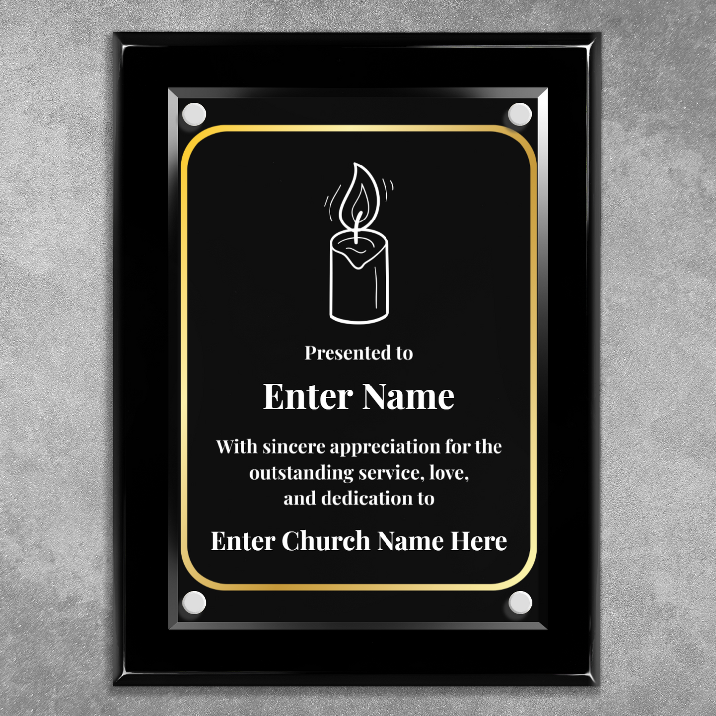 Candle 9" x 12" High Gloss Piano Finish Photo Plaque