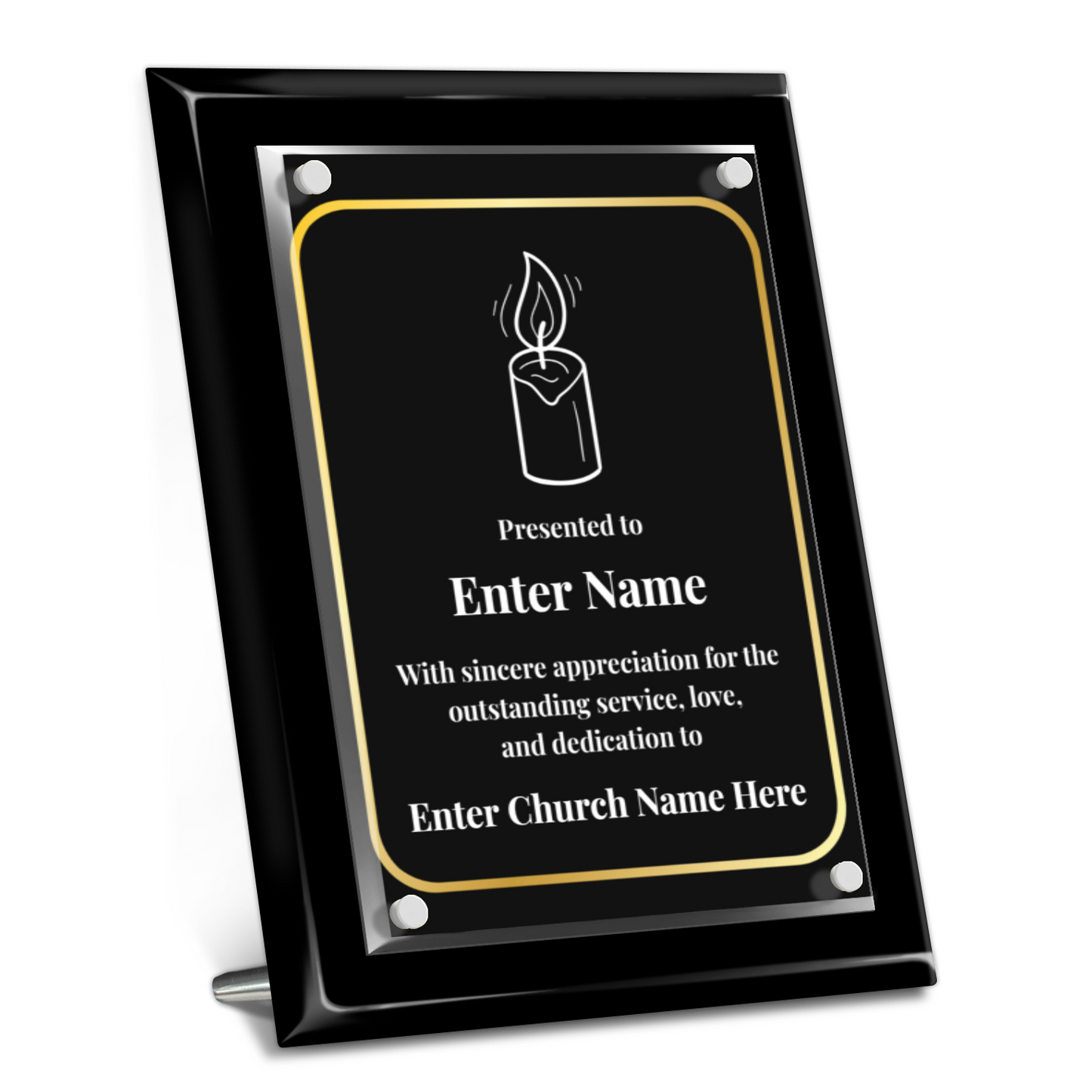 Candle 9" x 12" High Gloss Piano Finish Photo Plaque