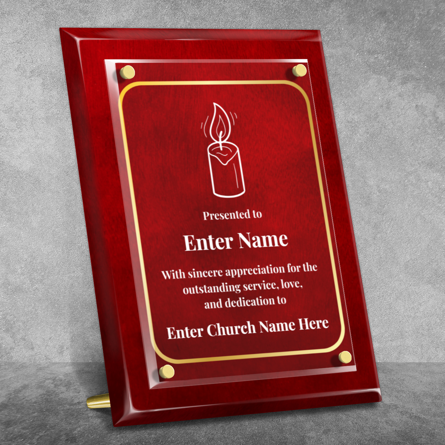 Candle 9" x 12" High Gloss Piano Finish Photo Plaque