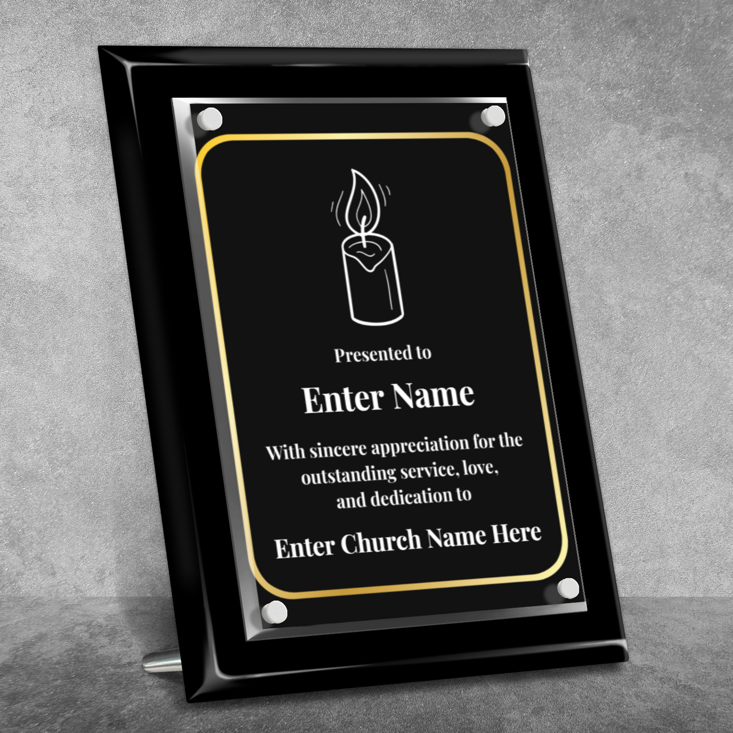Candle 9" x 12" High Gloss Piano Finish Photo Plaque