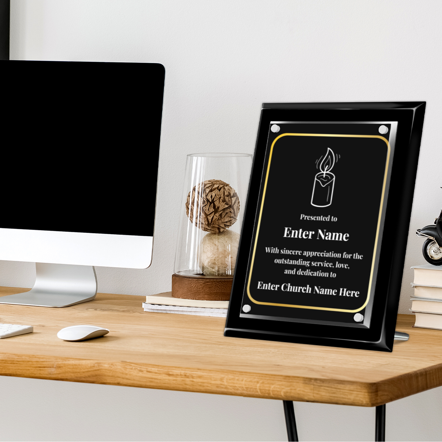 Candle 9" x 12" High Gloss Piano Finish Photo Plaque