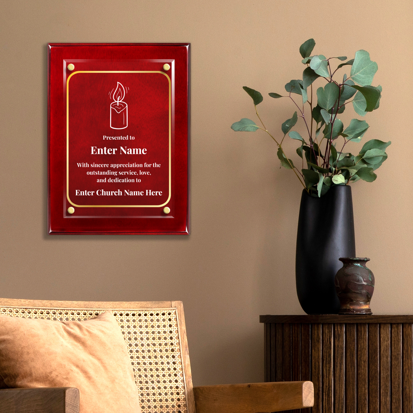 Candle 9" x 12" High Gloss Piano Finish Photo Plaque