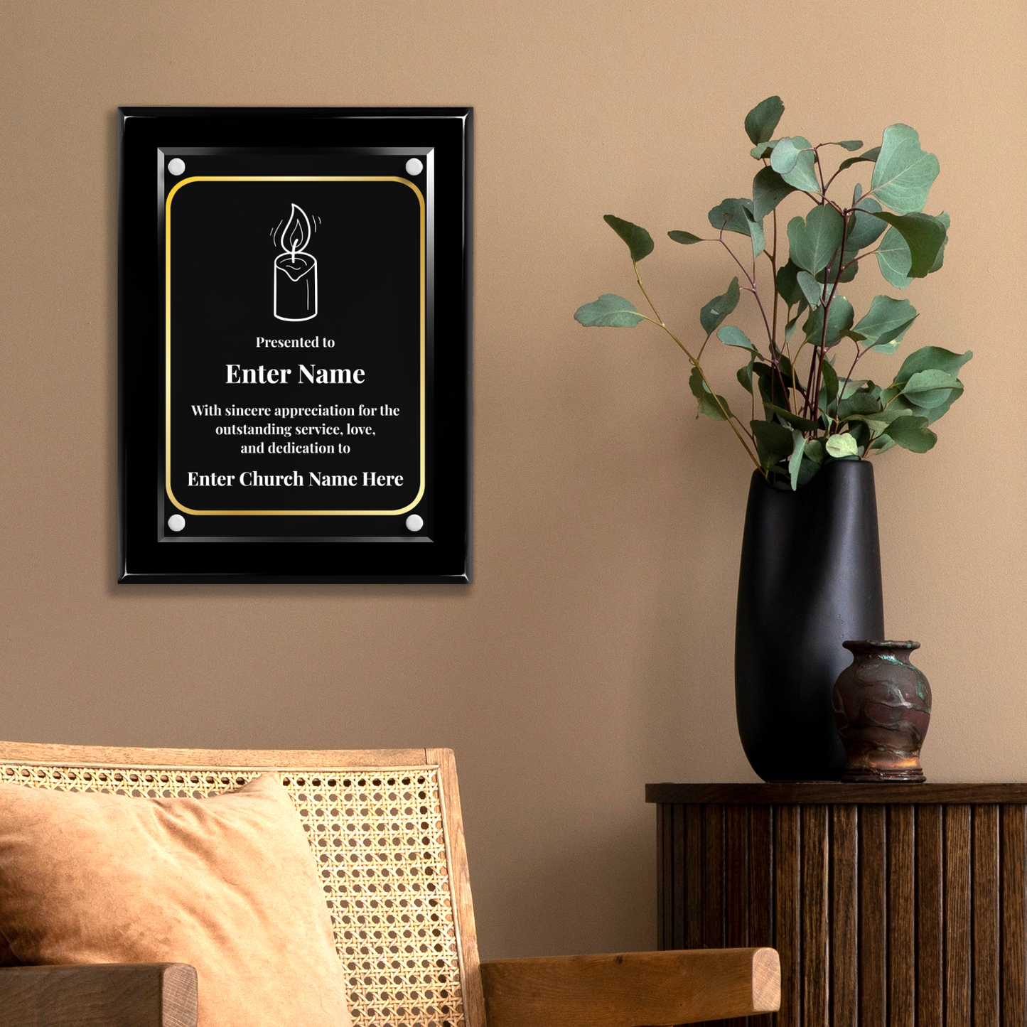 Candle 9" x 12" High Gloss Piano Finish Photo Plaque