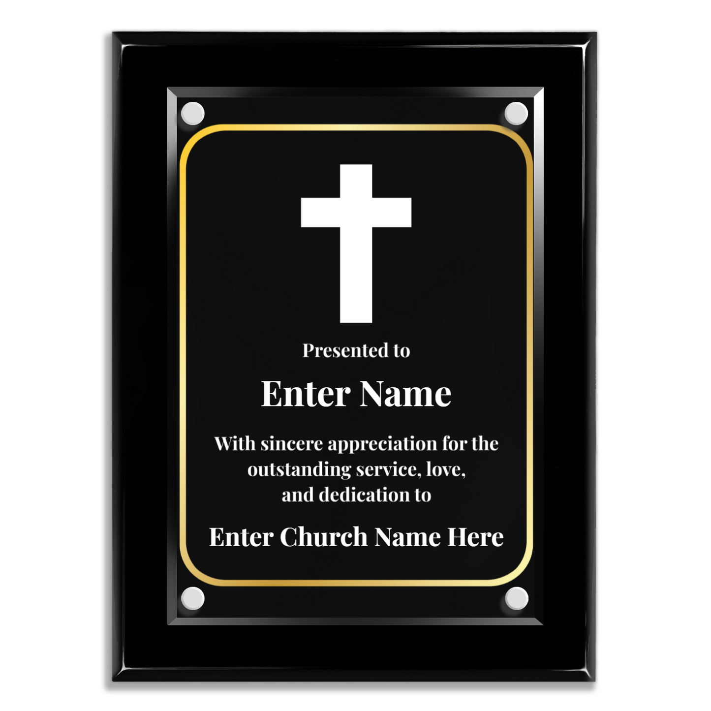 Cross 9" x 12" High Gloss Piano Finish Photo Plaque