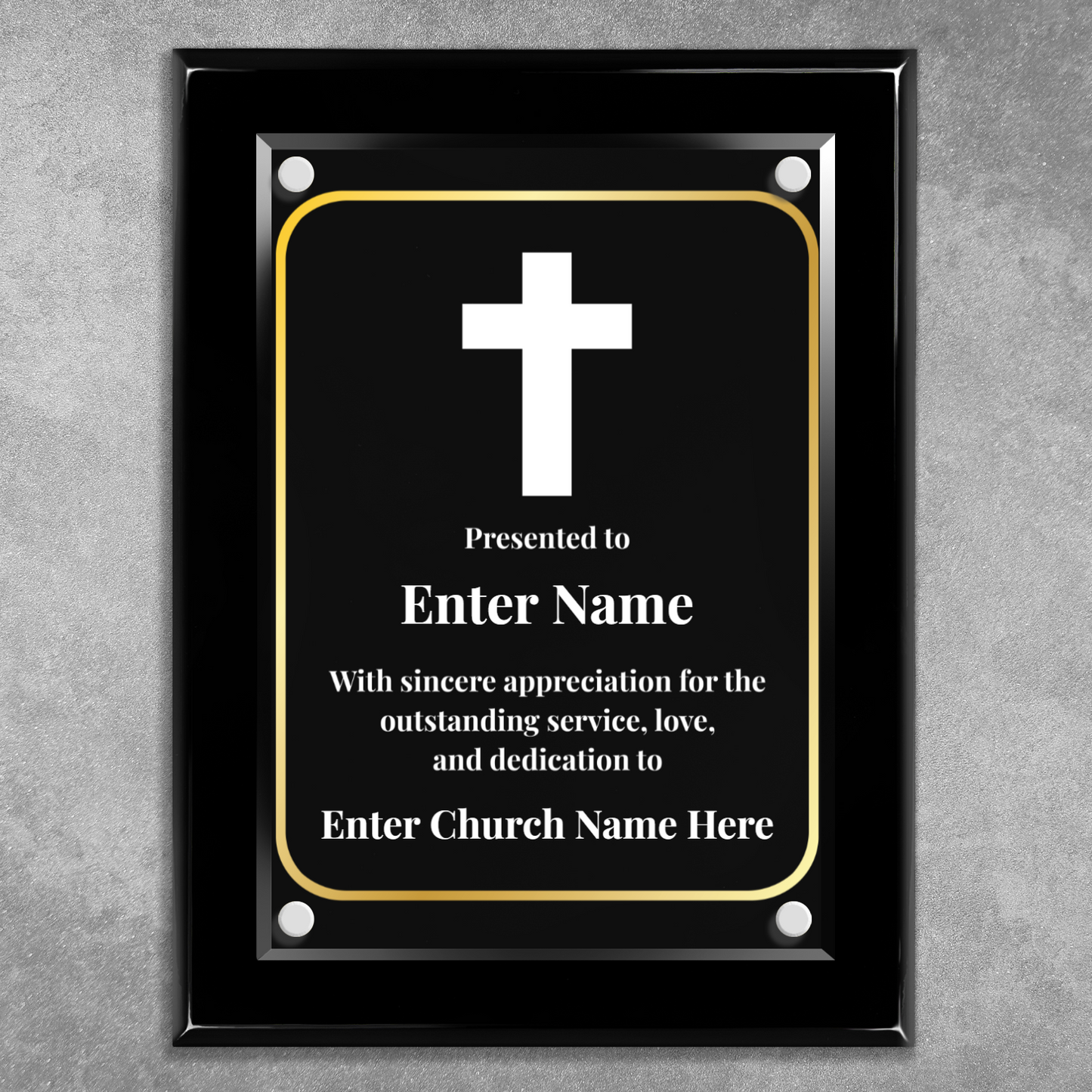 Cross 9" x 12" High Gloss Piano Finish Photo Plaque