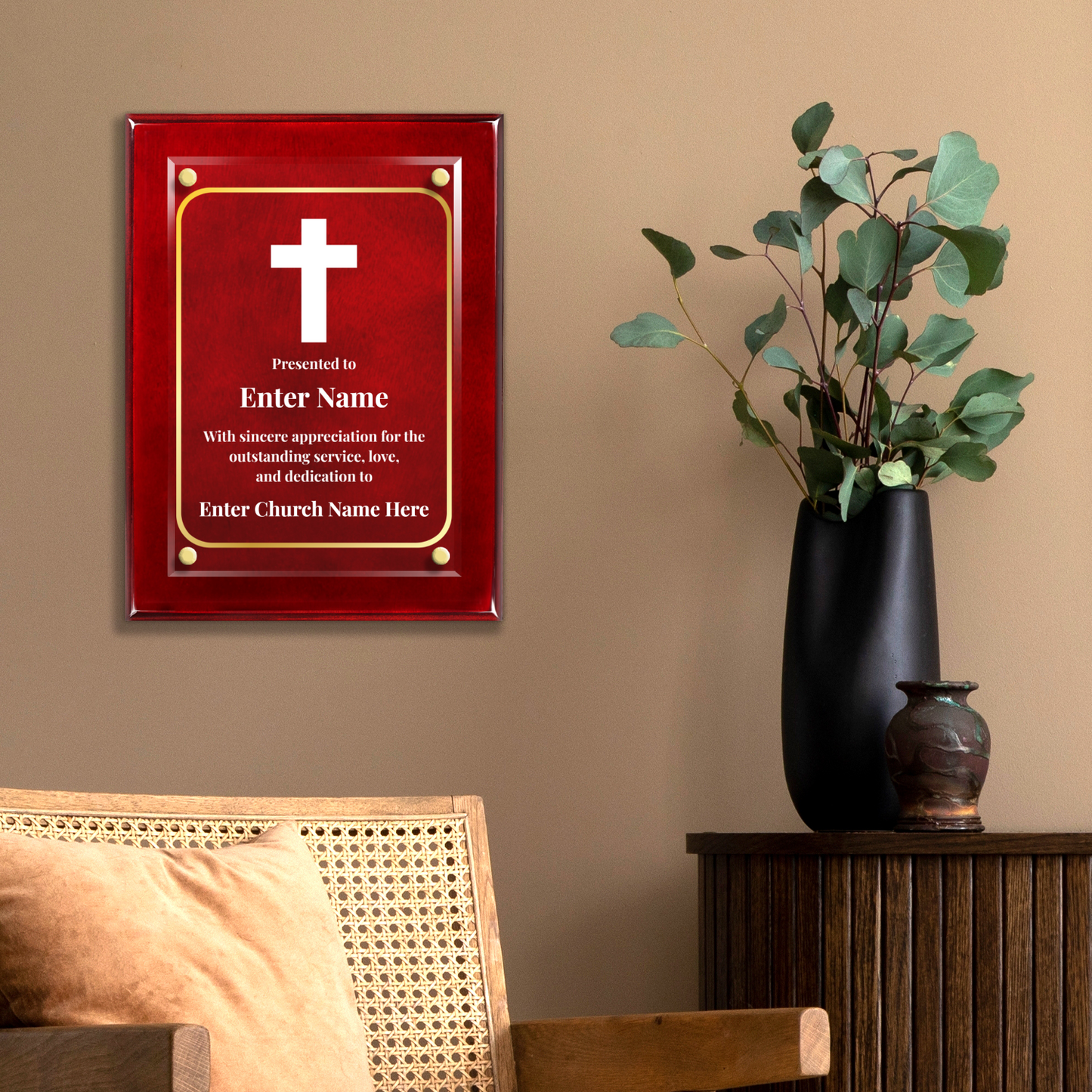 Cross 9" x 12" High Gloss Piano Finish Photo Plaque