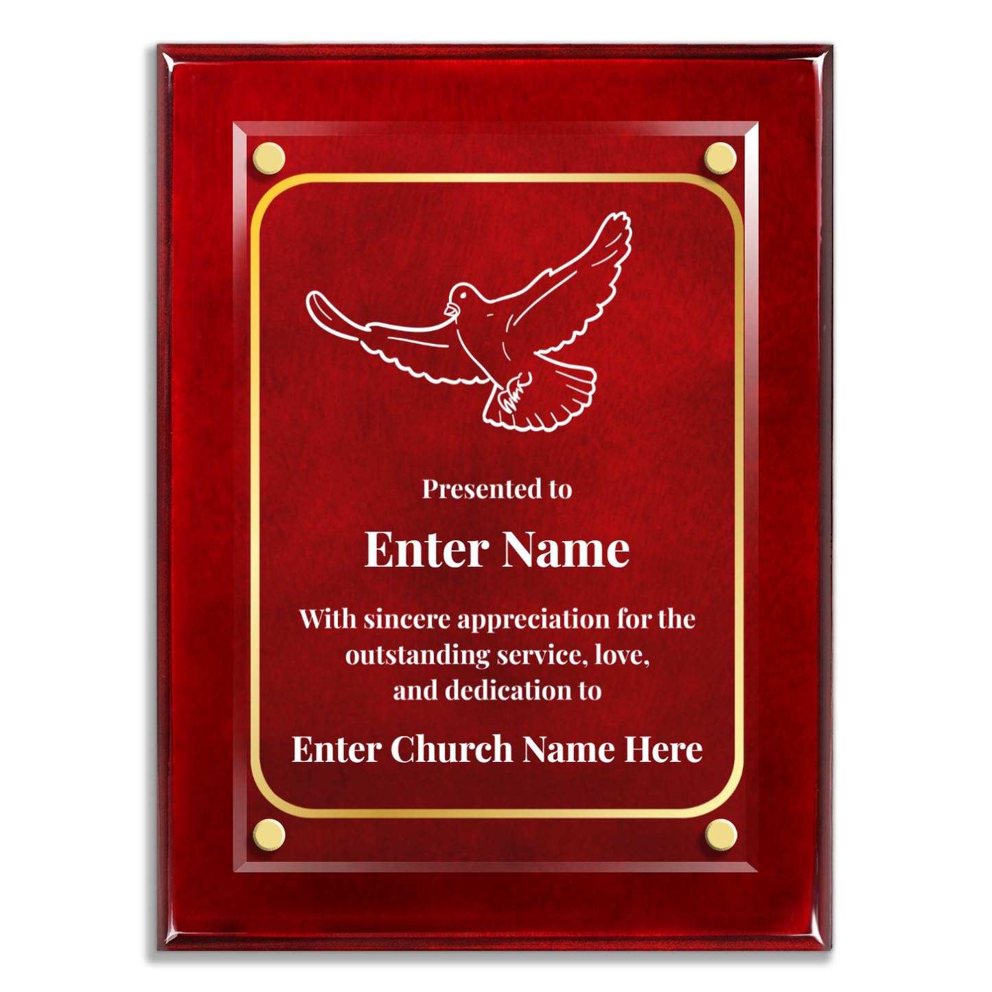 Dove Of Peace 9" x 12" High Gloss Piano Finish Photo Plaque