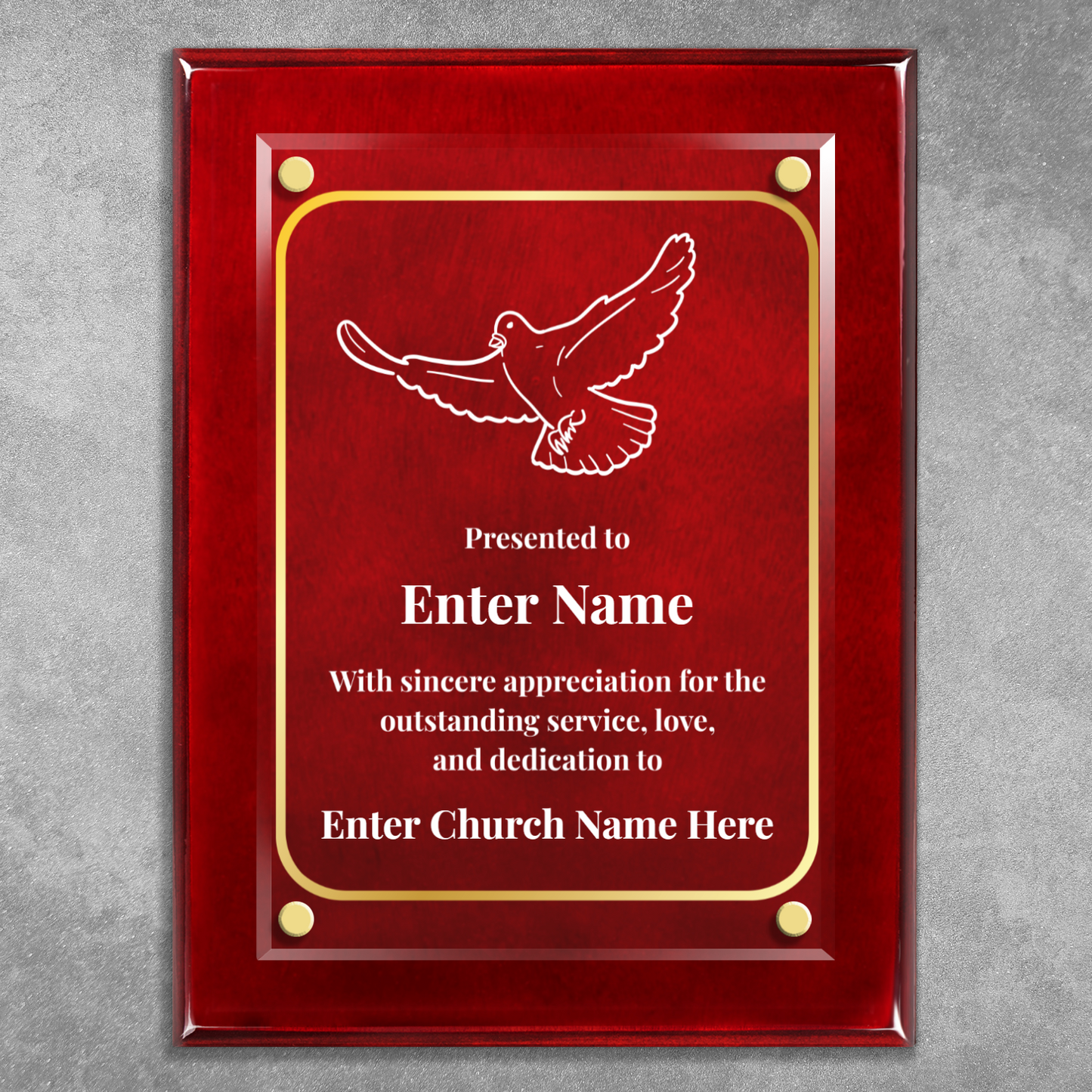 Dove Of Peace 9" x 12" High Gloss Piano Finish Photo Plaque