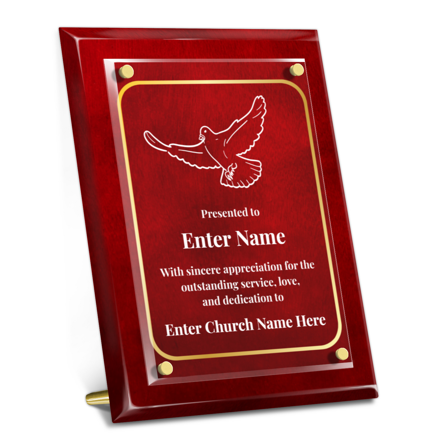 Dove Of Peace 9" x 12" High Gloss Piano Finish Photo Plaque