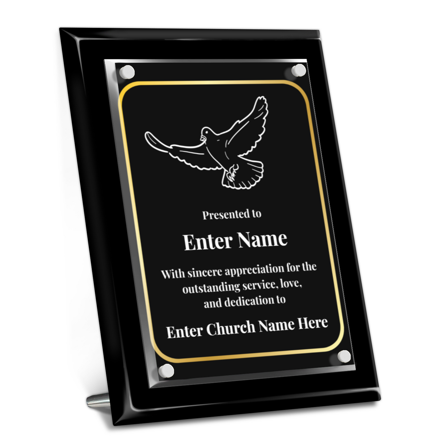 Dove Of Peace 9" x 12" High Gloss Piano Finish Photo Plaque