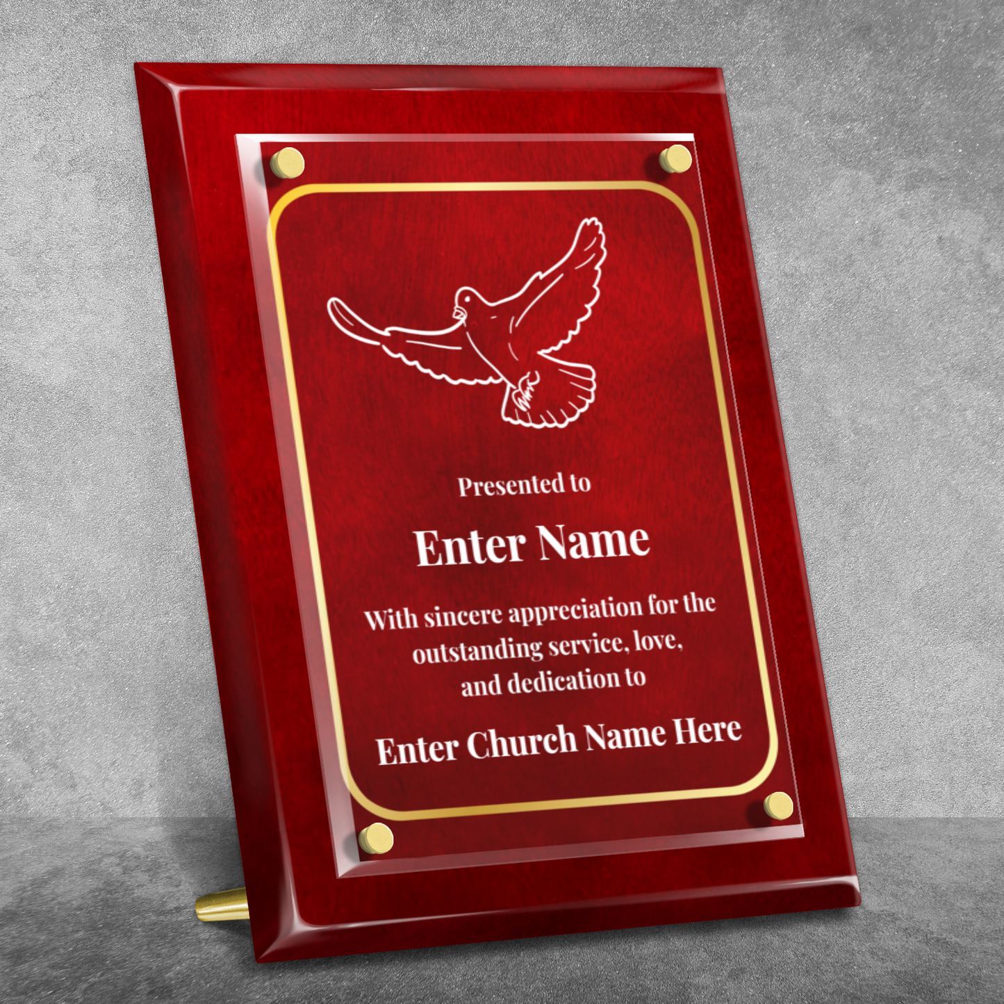 Dove Of Peace 9" x 12" High Gloss Piano Finish Photo Plaque