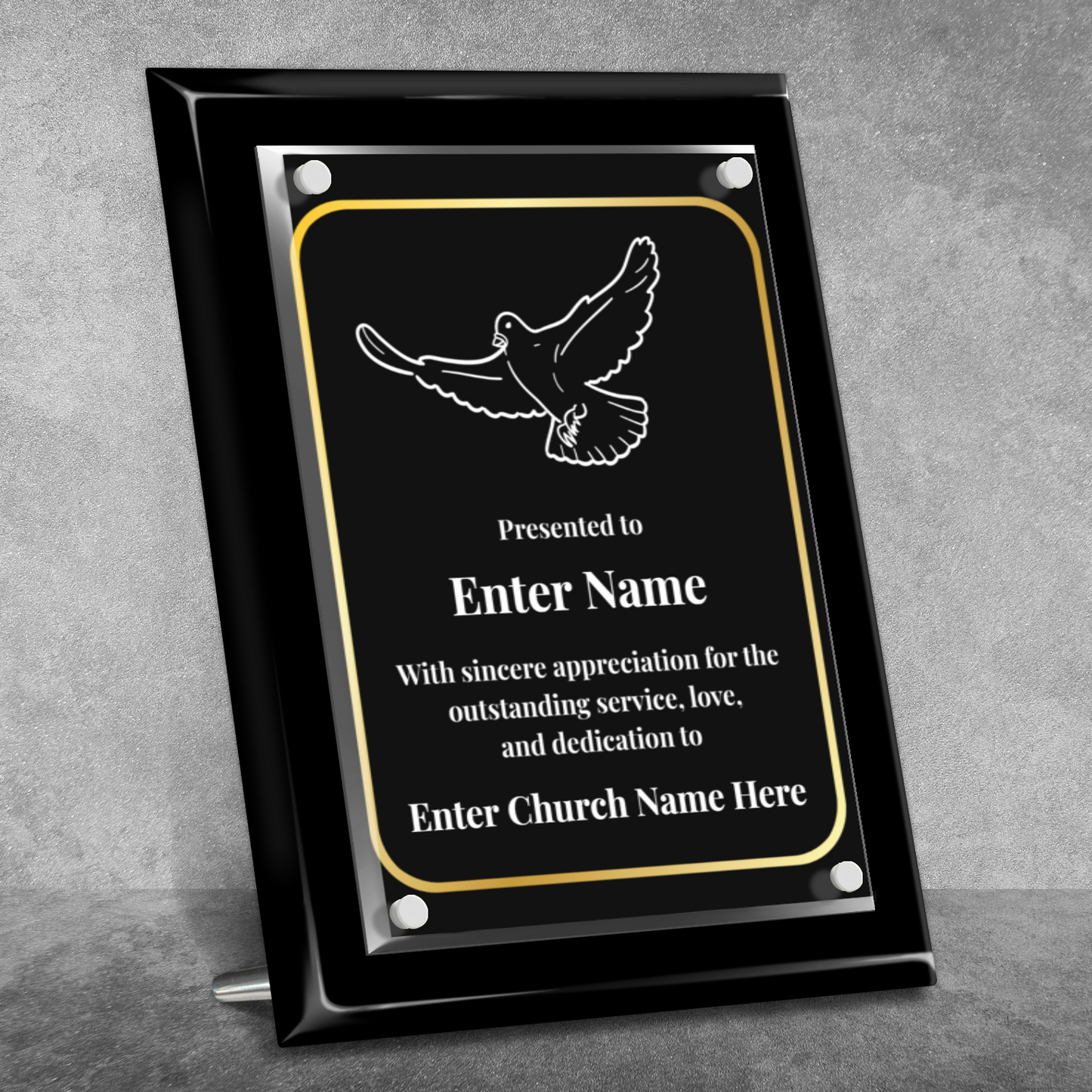 Dove Of Peace 9" x 12" High Gloss Piano Finish Photo Plaque