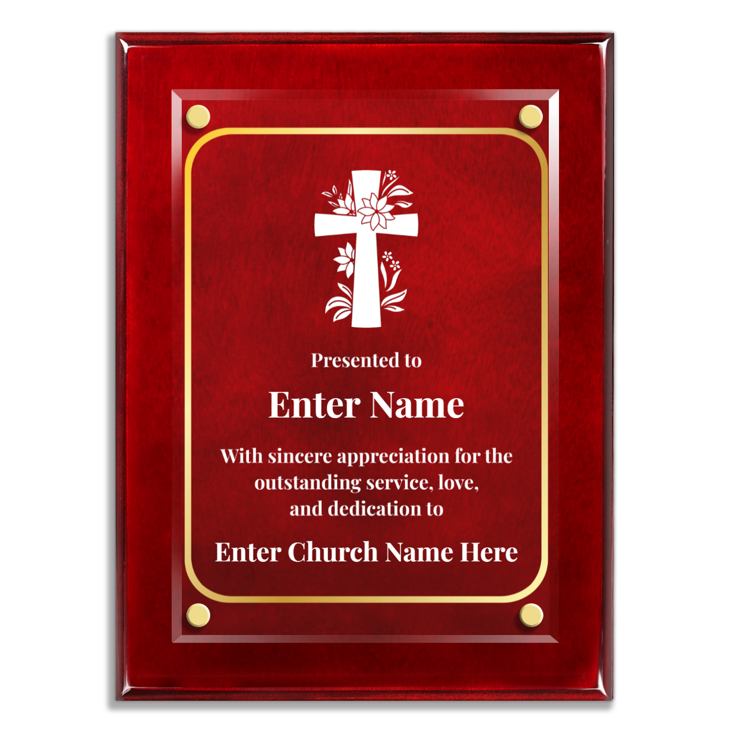 Floral Cross 1 9" x 12" High Gloss Piano Finish Photo Plaque
