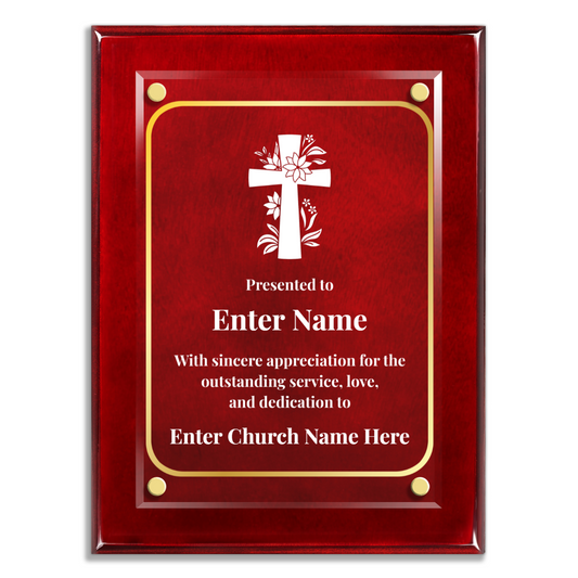Floral Cross 1 9" x 12" High Gloss Piano Finish Photo Plaque