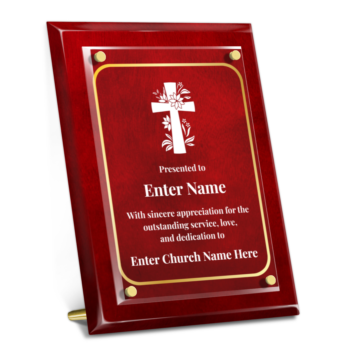 Floral Cross 1 9" x 12" High Gloss Piano Finish Photo Plaque