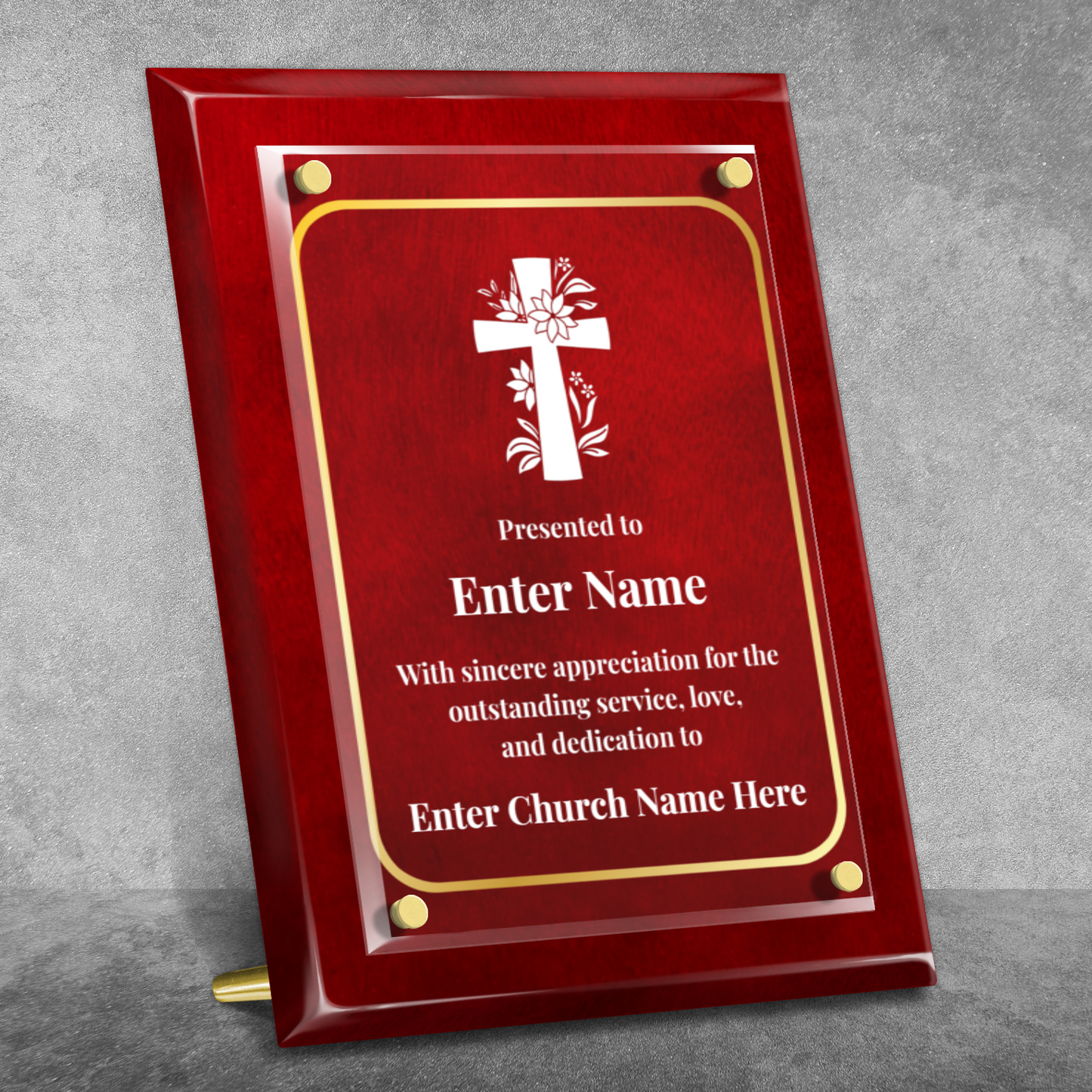 Floral Cross 1 9" x 12" High Gloss Piano Finish Photo Plaque