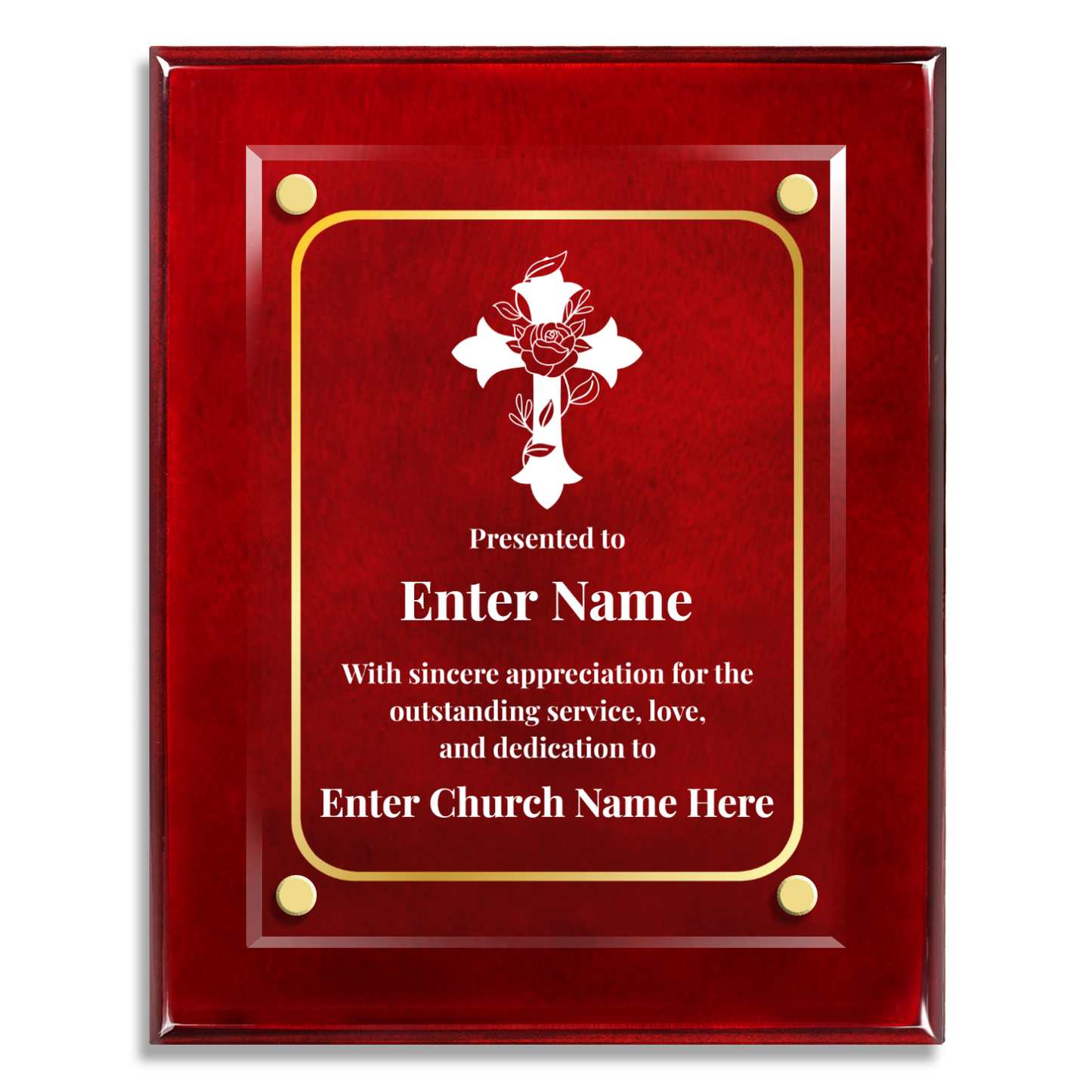 Floral Cross 3  8" x 10" High Gloss Piano Finish Photo Plaque