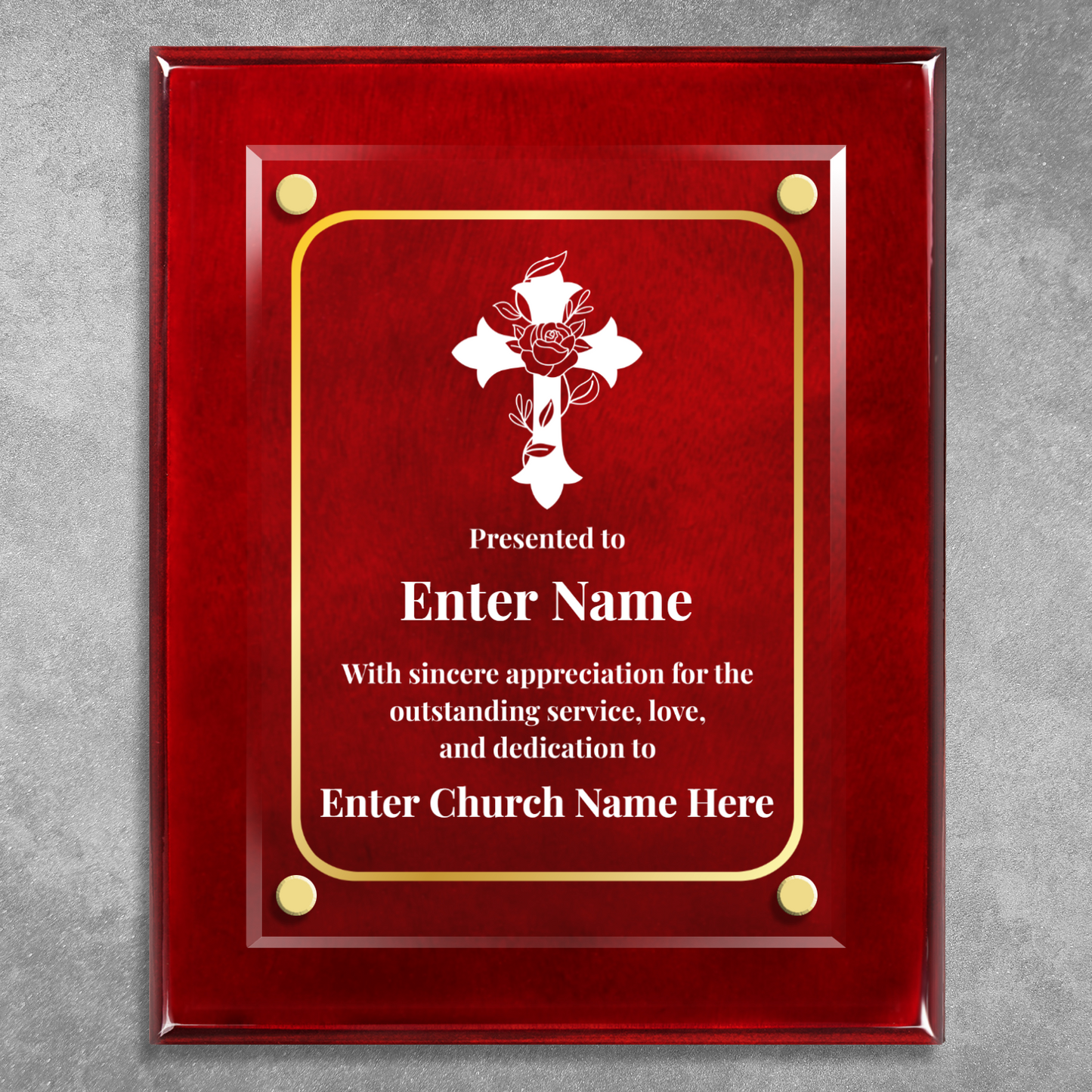 Floral Cross 3  8" x 10" High Gloss Piano Finish Photo Plaque