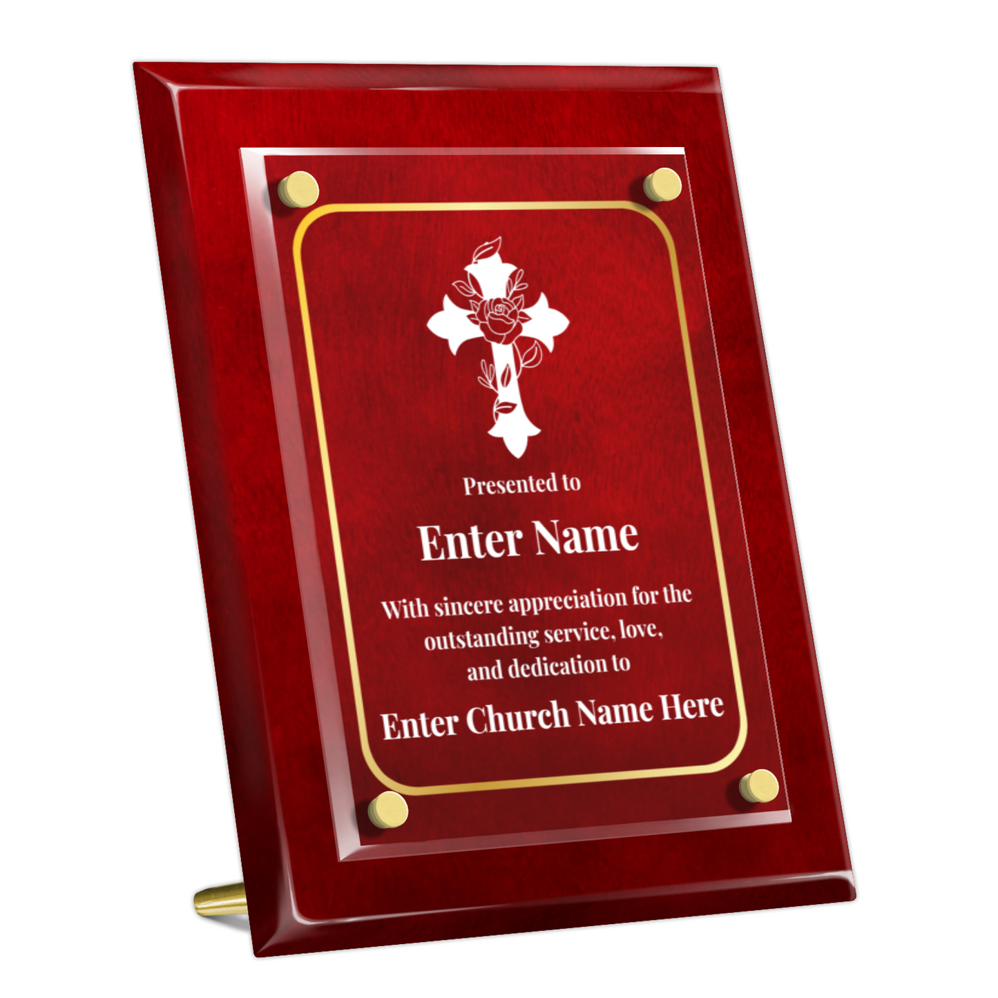 Floral Cross 3  8" x 10" High Gloss Piano Finish Photo Plaque