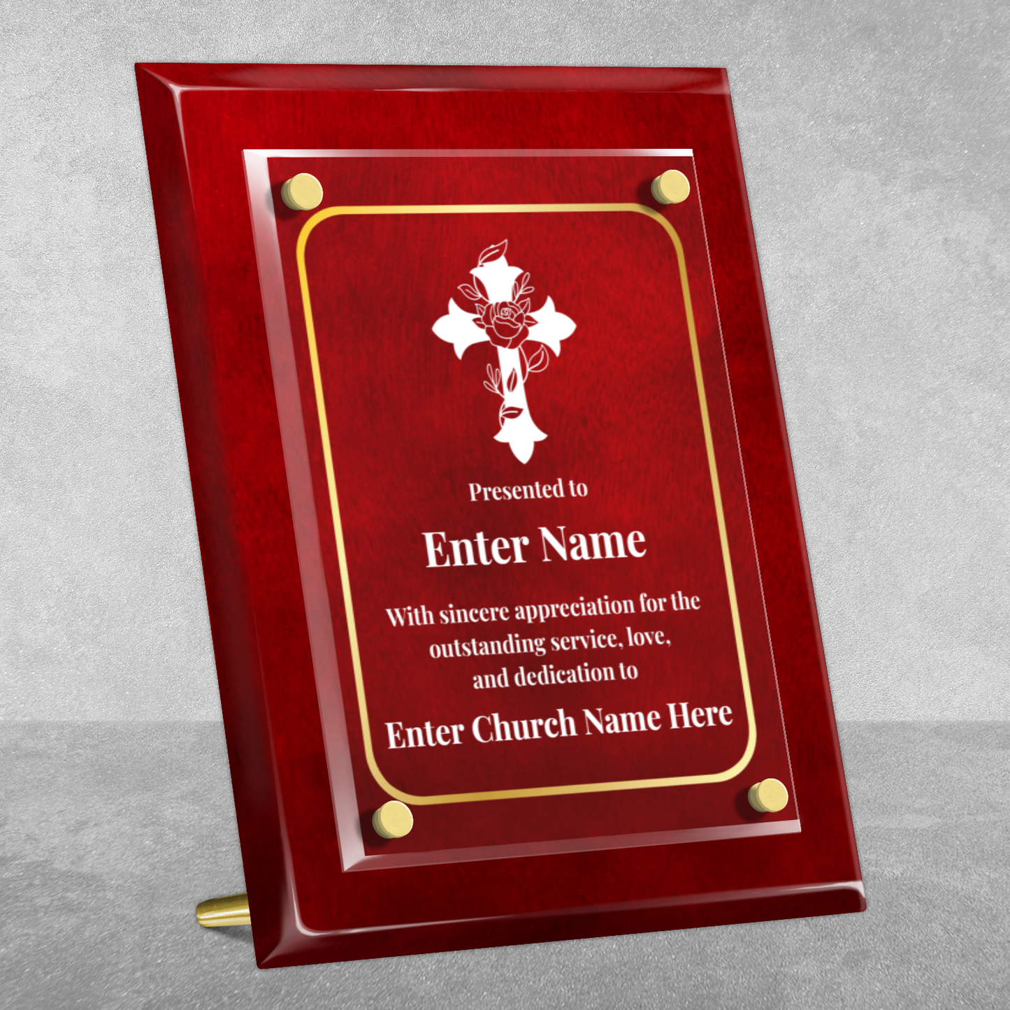 Floral Cross 3  8" x 10" High Gloss Piano Finish Photo Plaque