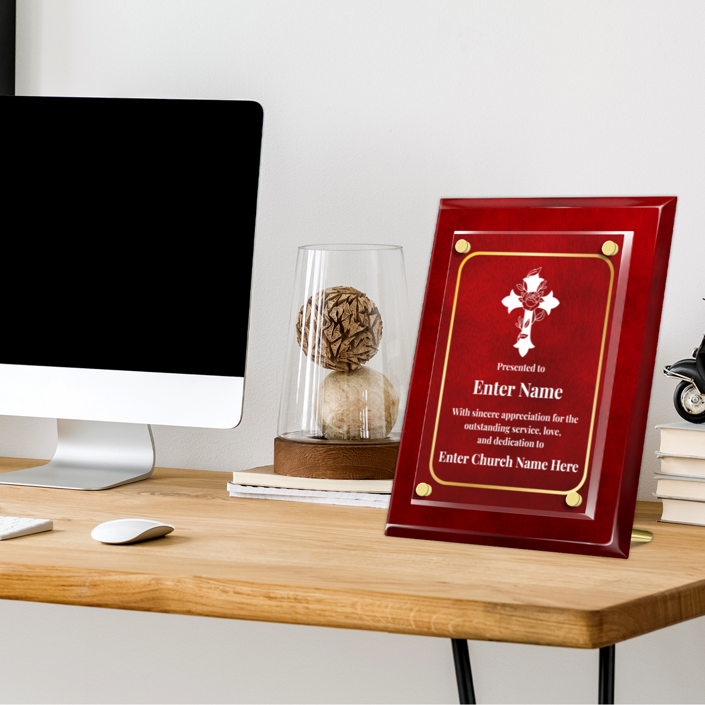 Floral Cross 3  8" x 10" High Gloss Piano Finish Photo Plaque