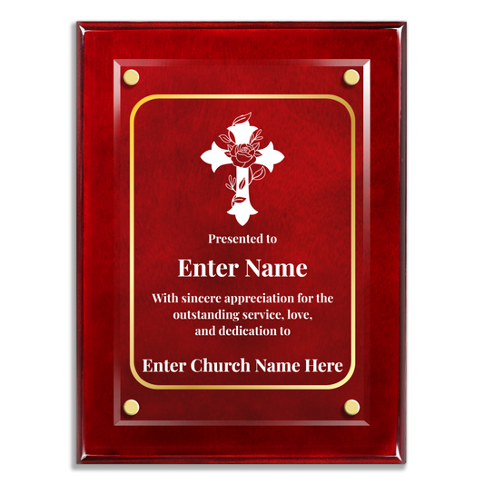 Floral Cross 3 9" x 12" High Gloss Piano Finish Photo Plaque
