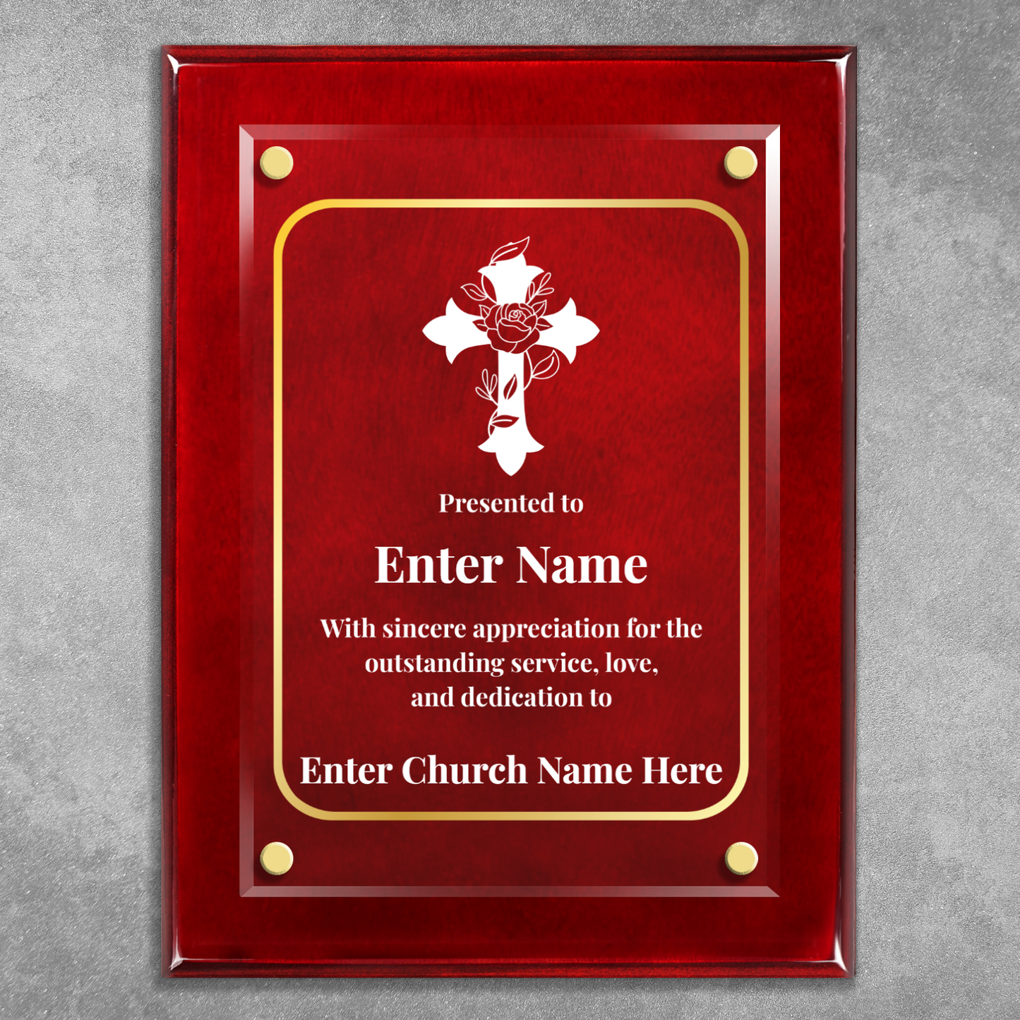 Floral Cross 3 9" x 12" High Gloss Piano Finish Photo Plaque