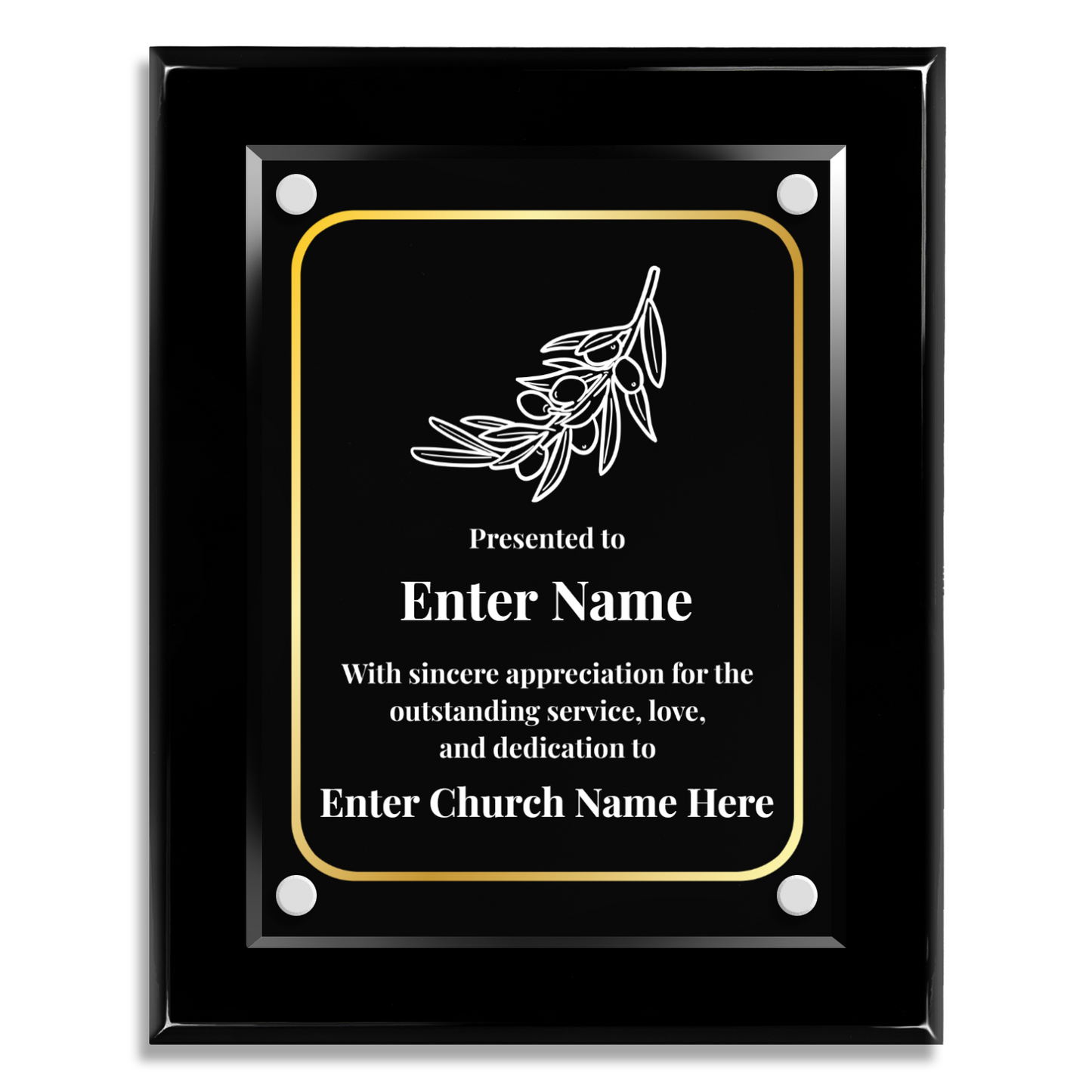 Olive Branch  8" x 10" High Gloss Piano Finish Photo Plaque