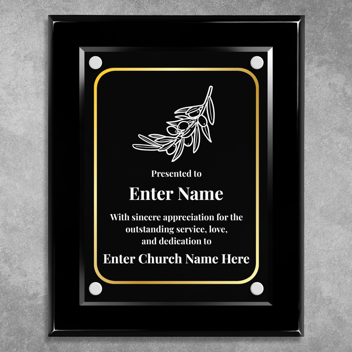 Olive Branch  8" x 10" High Gloss Piano Finish Photo Plaque