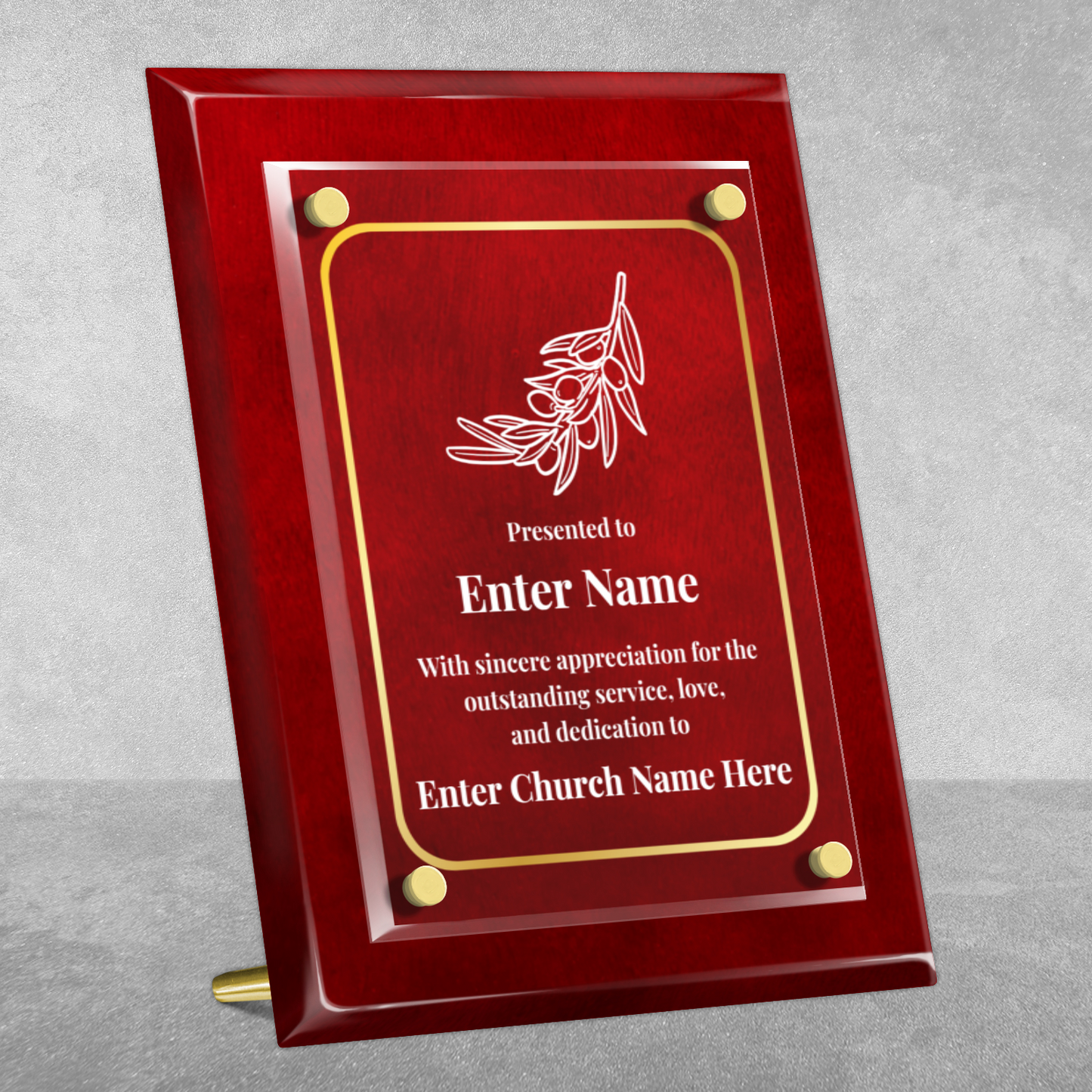 Olive Branch  8" x 10" High Gloss Piano Finish Photo Plaque