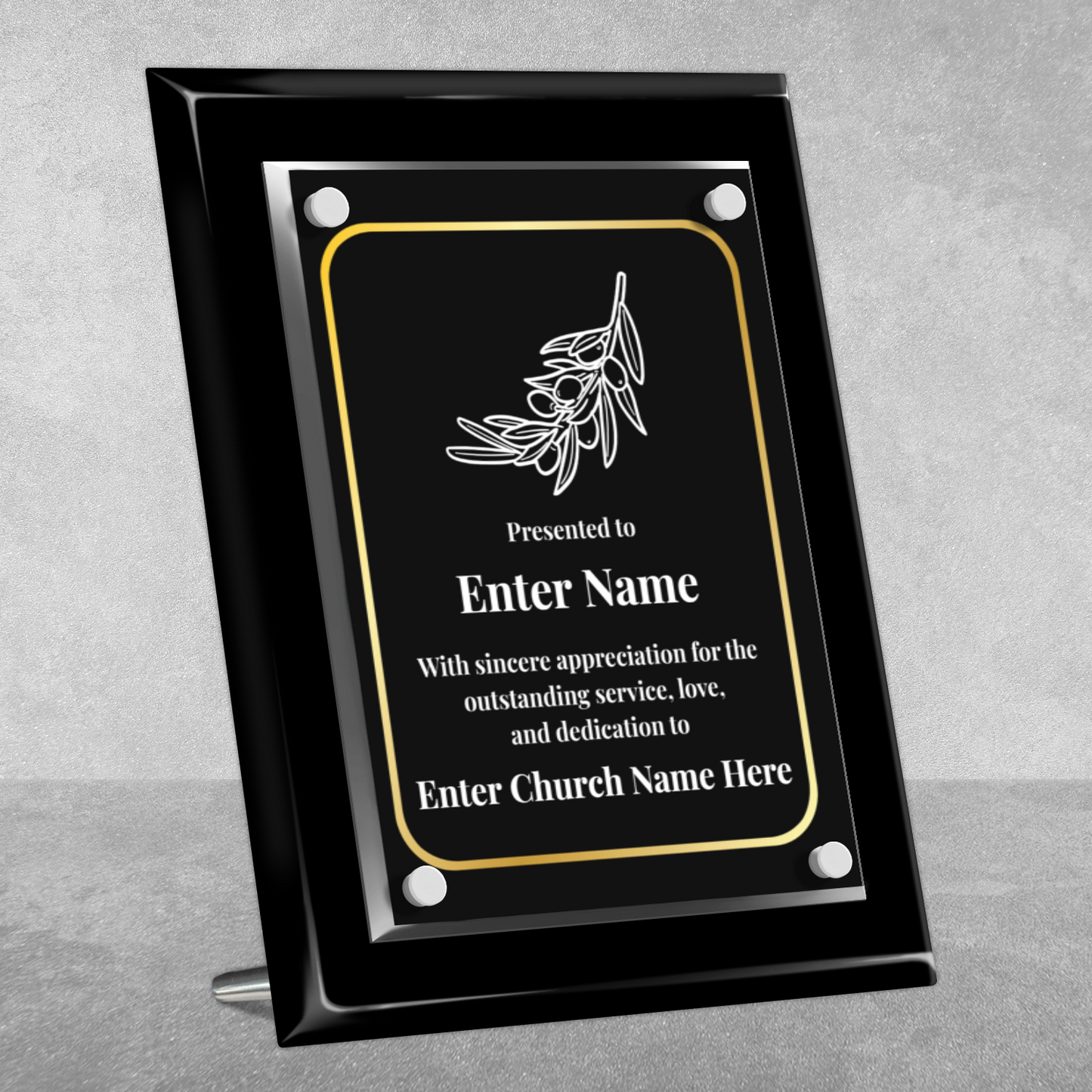 Olive Branch  8" x 10" High Gloss Piano Finish Photo Plaque