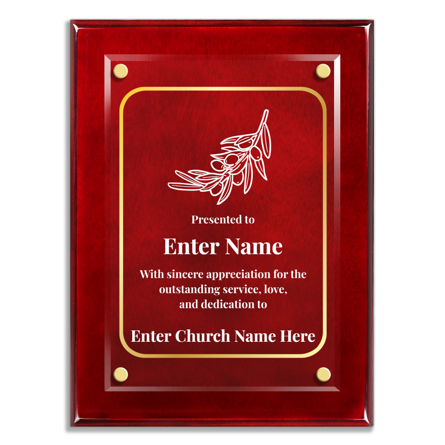 Olive Branch 9" x 12" High Gloss Piano Finish Photo Plaque