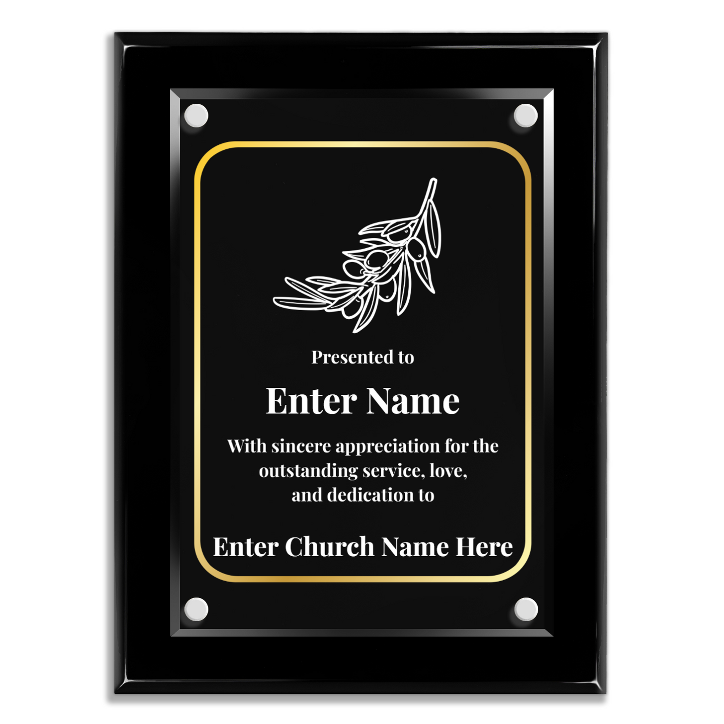 Olive Branch 9" x 12" High Gloss Piano Finish Photo Plaque