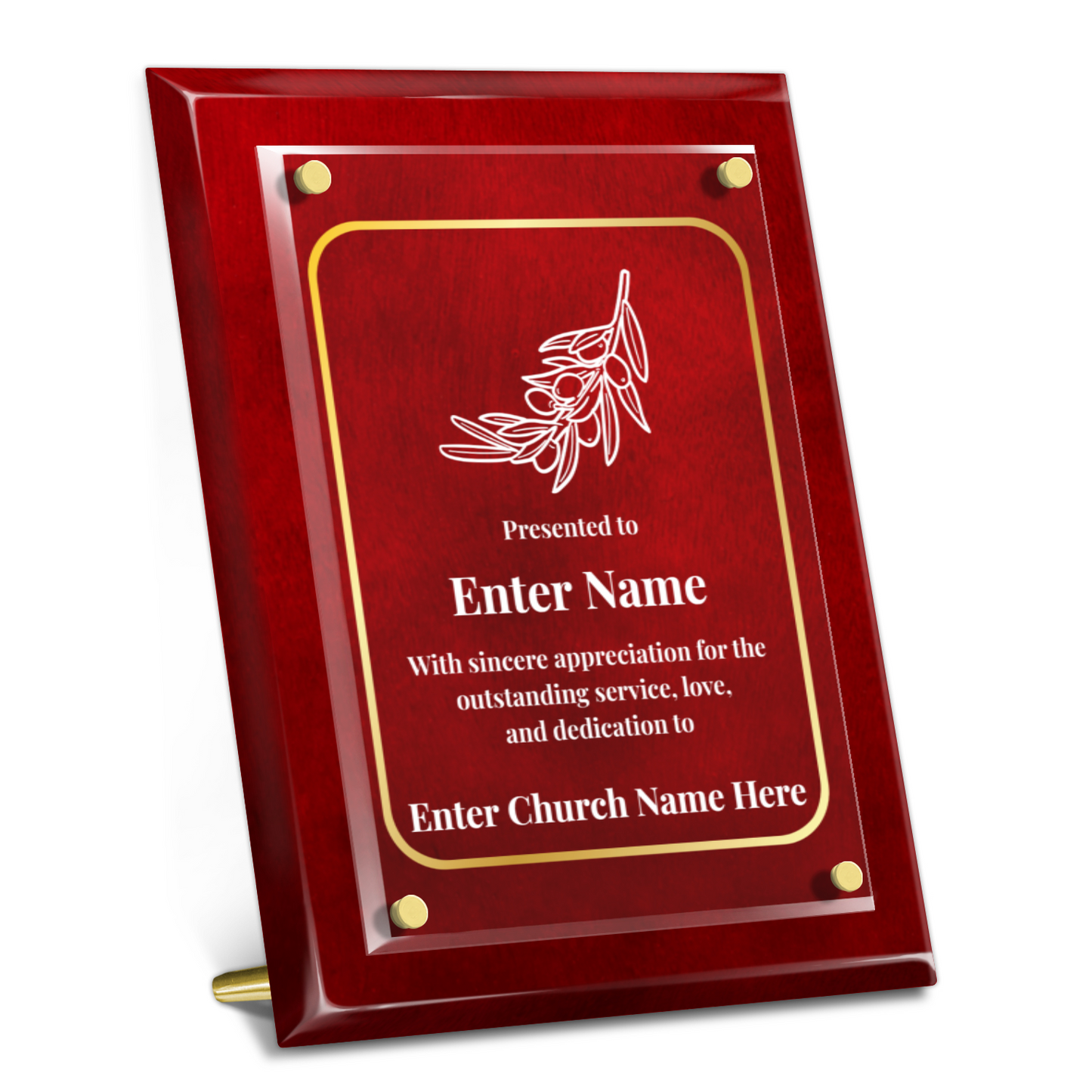 Olive Branch 9" x 12" High Gloss Piano Finish Photo Plaque