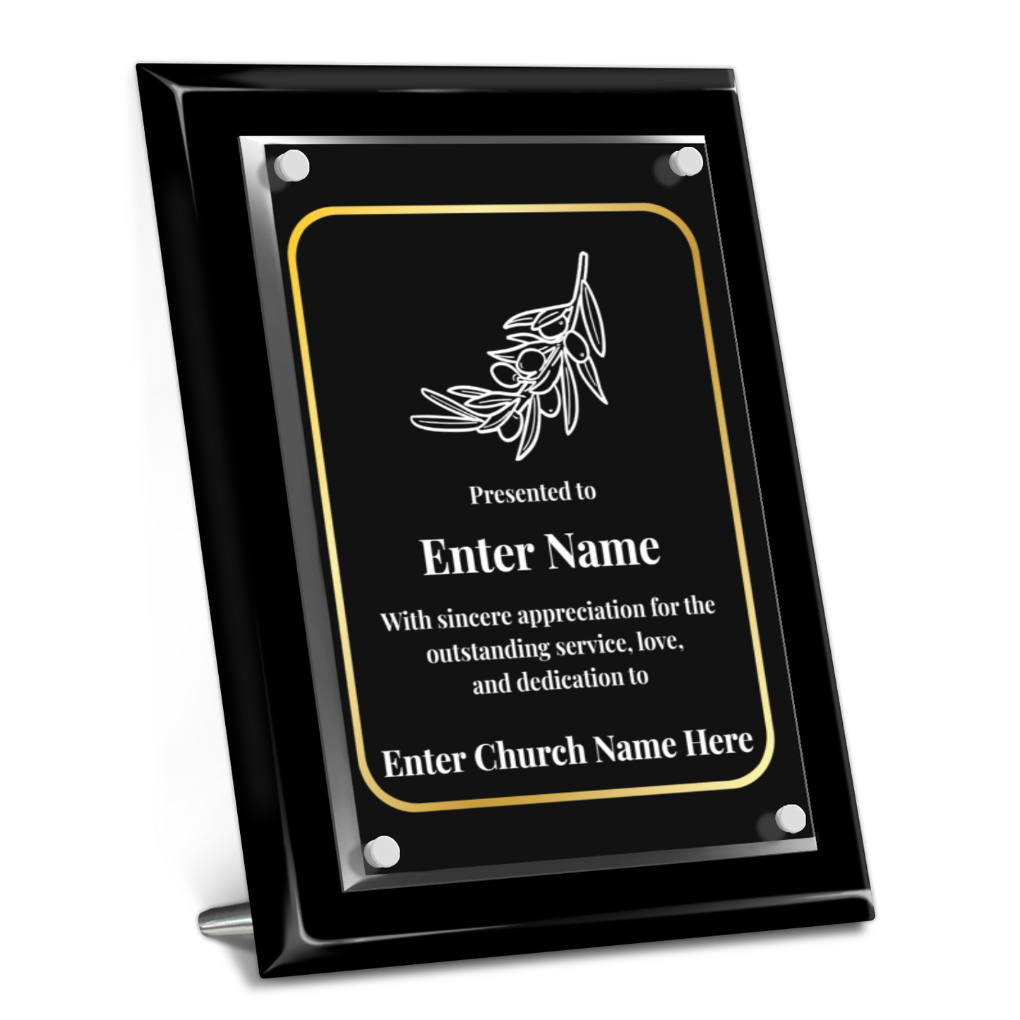 Olive Branch 9" x 12" High Gloss Piano Finish Photo Plaque