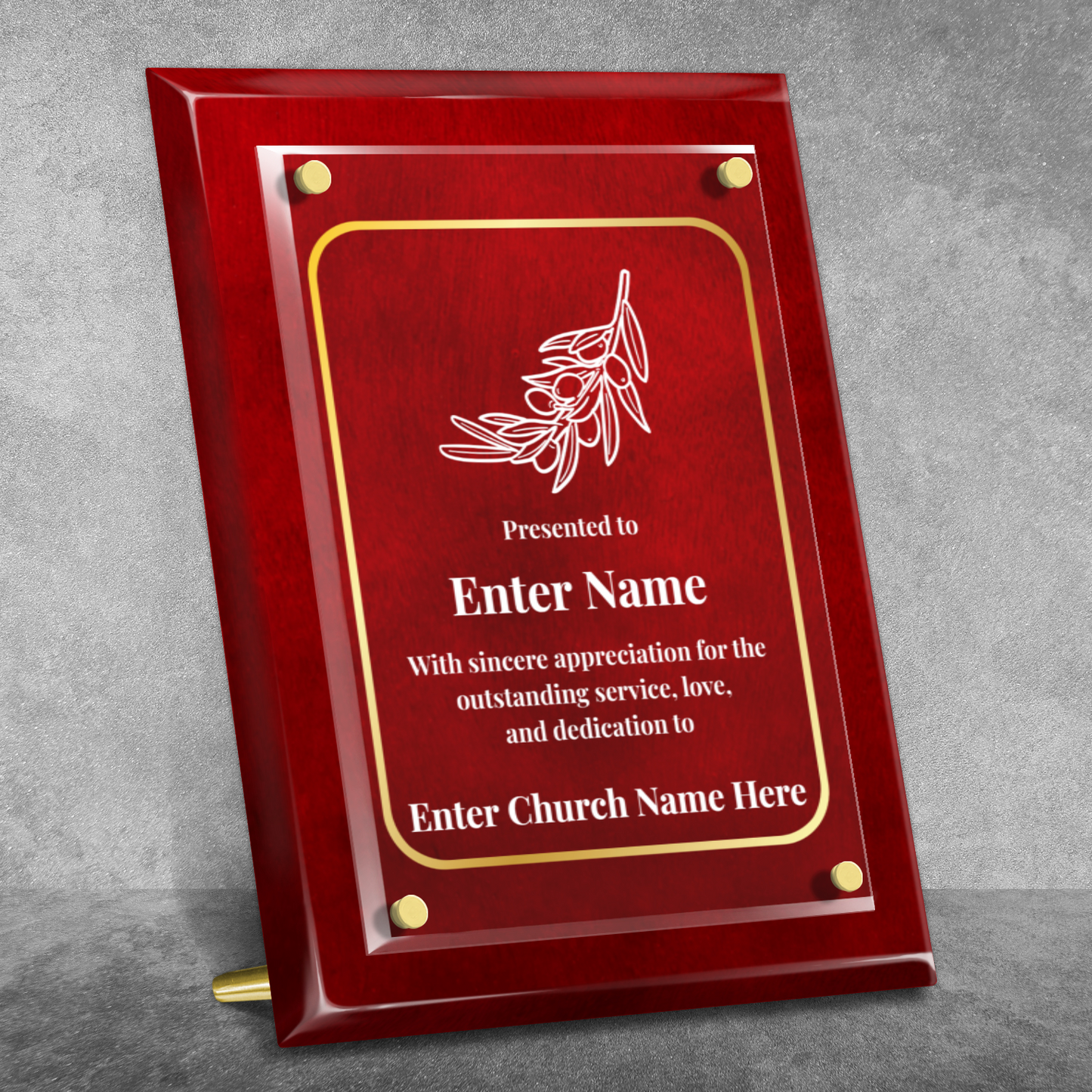 Olive Branch 9" x 12" High Gloss Piano Finish Photo Plaque