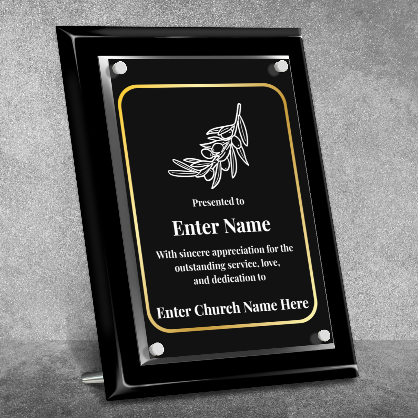 Olive Branch 9" x 12" High Gloss Piano Finish Photo Plaque