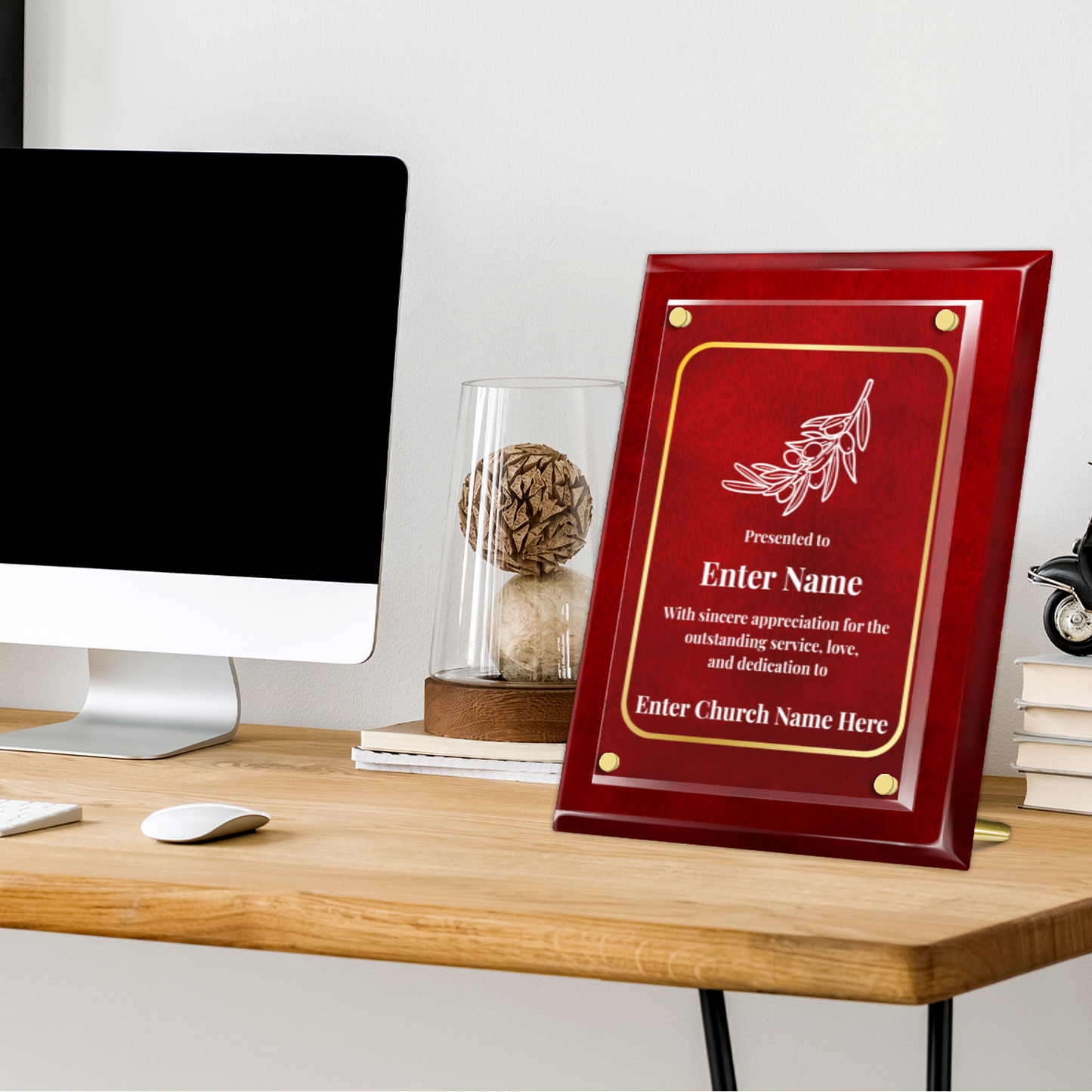 Olive Branch 9" x 12" High Gloss Piano Finish Photo Plaque