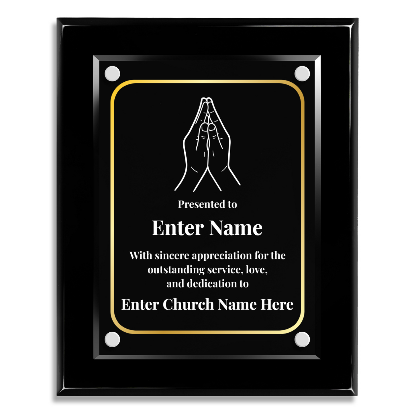 Praying Hands  8" x 10" High Gloss Piano Finish Photo Plaque