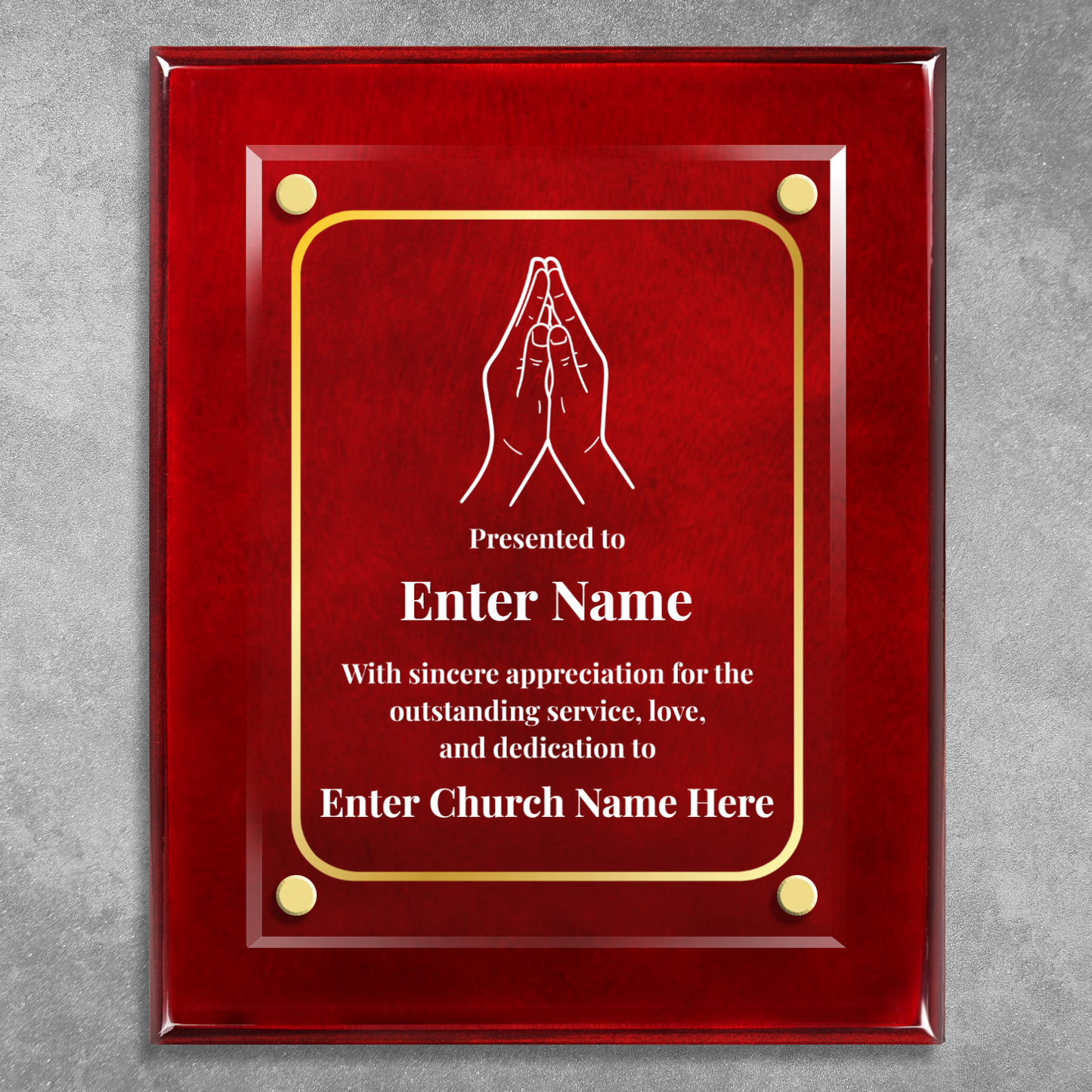 Praying Hands  8" x 10" High Gloss Piano Finish Photo Plaque