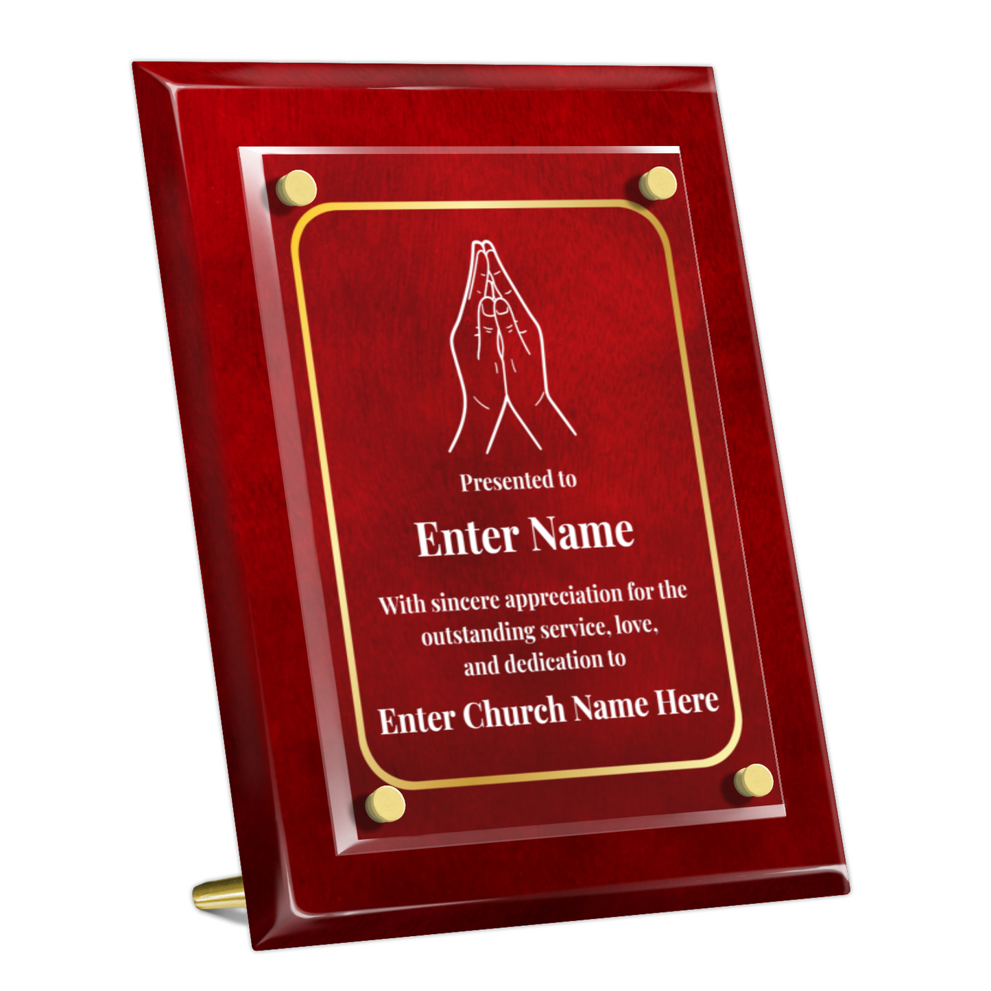 Praying Hands  8" x 10" High Gloss Piano Finish Photo Plaque