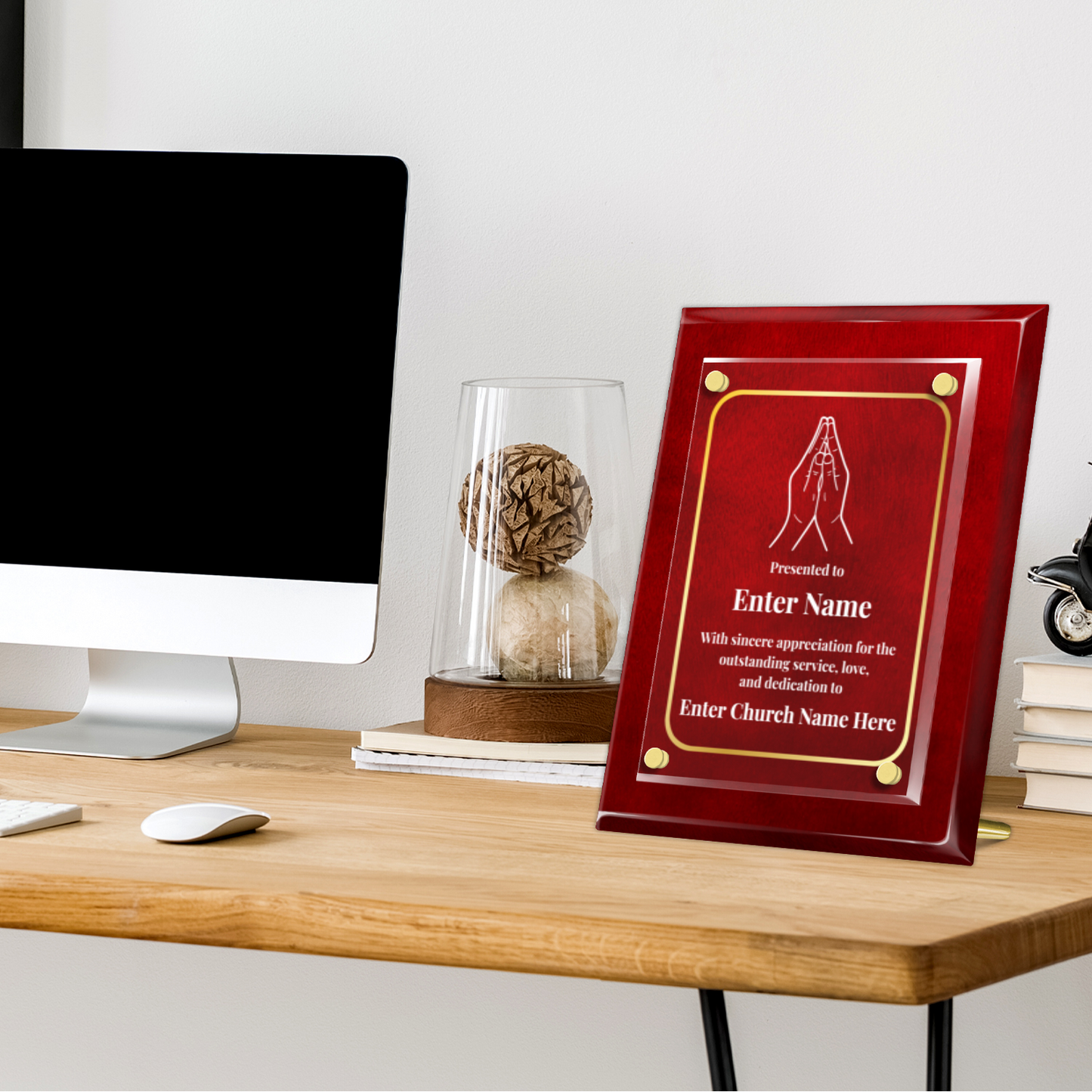 Praying Hands  8" x 10" High Gloss Piano Finish Photo Plaque