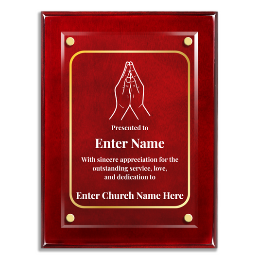 Praying Hands 9" x 12" High Gloss Piano Finish Photo Plaque