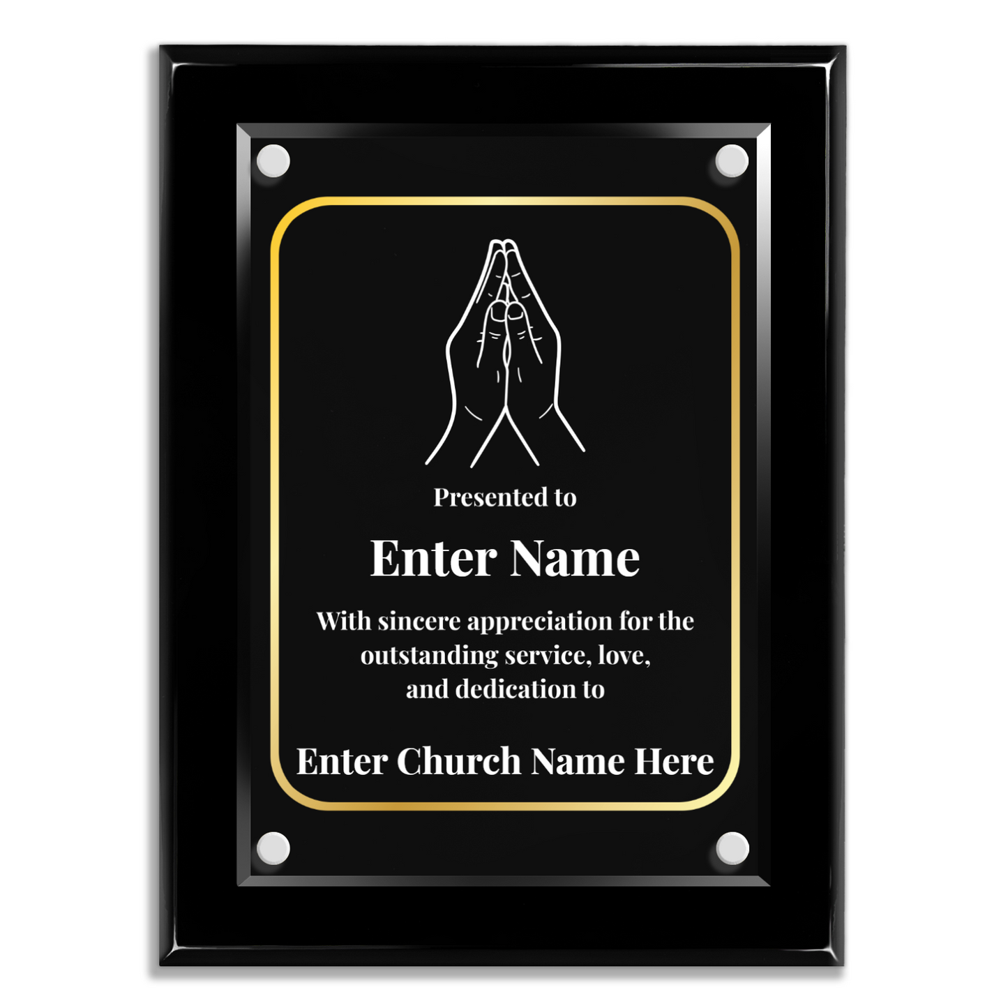 Praying Hands 9" x 12" High Gloss Piano Finish Photo Plaque