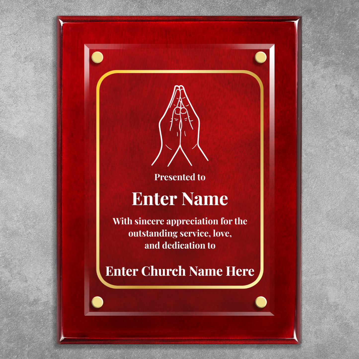 Praying Hands 9" x 12" High Gloss Piano Finish Photo Plaque