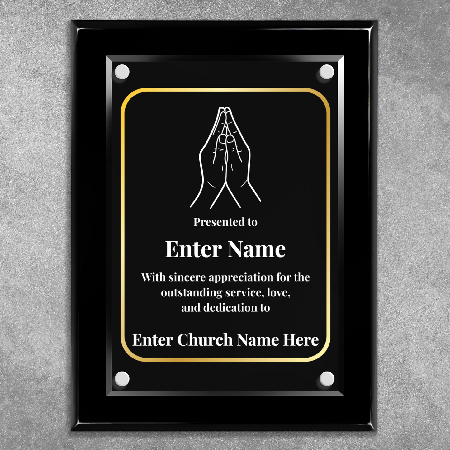Praying Hands 9" x 12" High Gloss Piano Finish Photo Plaque